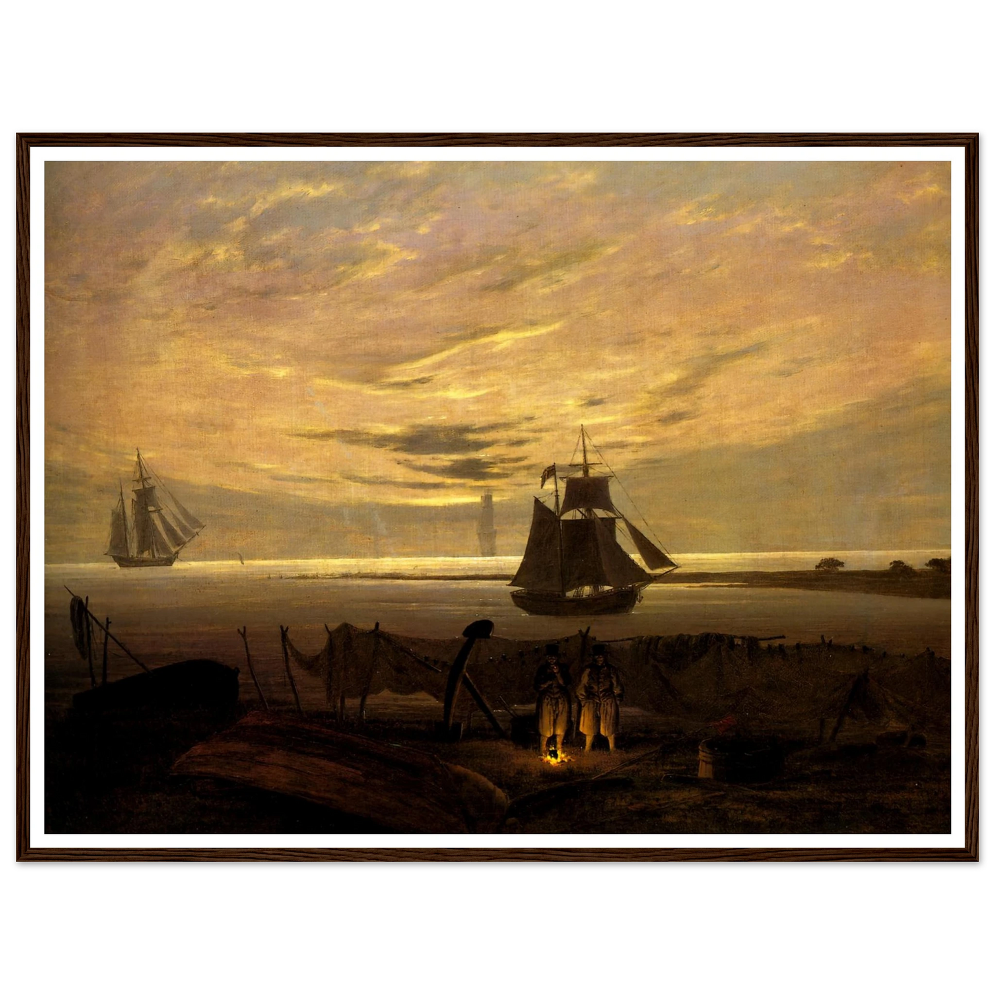 Evening on the Baltic Sea Art Print | Caspar David Friedrich - Framed Poster - 30x40 cm / 12x16″ - Black frame