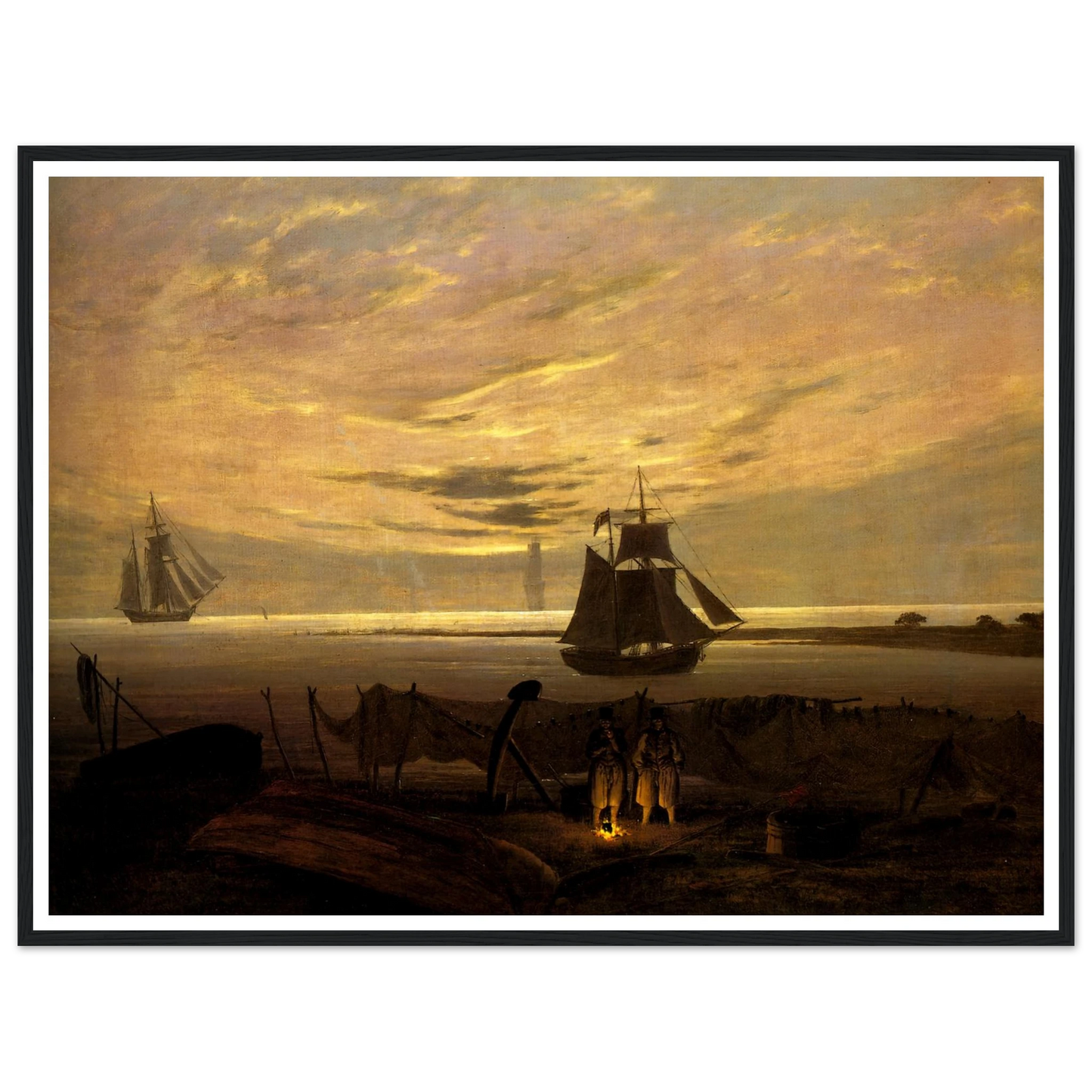 Evening on the Baltic Sea Art Print | Caspar David Friedrich - Framed Poster - 30x40 cm / 12x16″ - Black frame