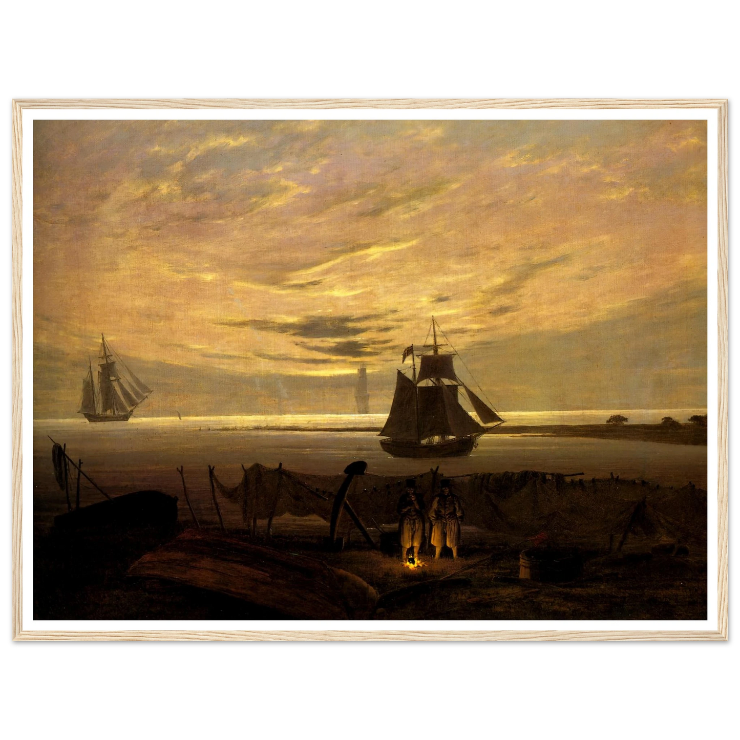 Evening on the Baltic Sea Art Print | Caspar David Friedrich - Framed Poster - 30x40 cm / 12x16″ - Black frame