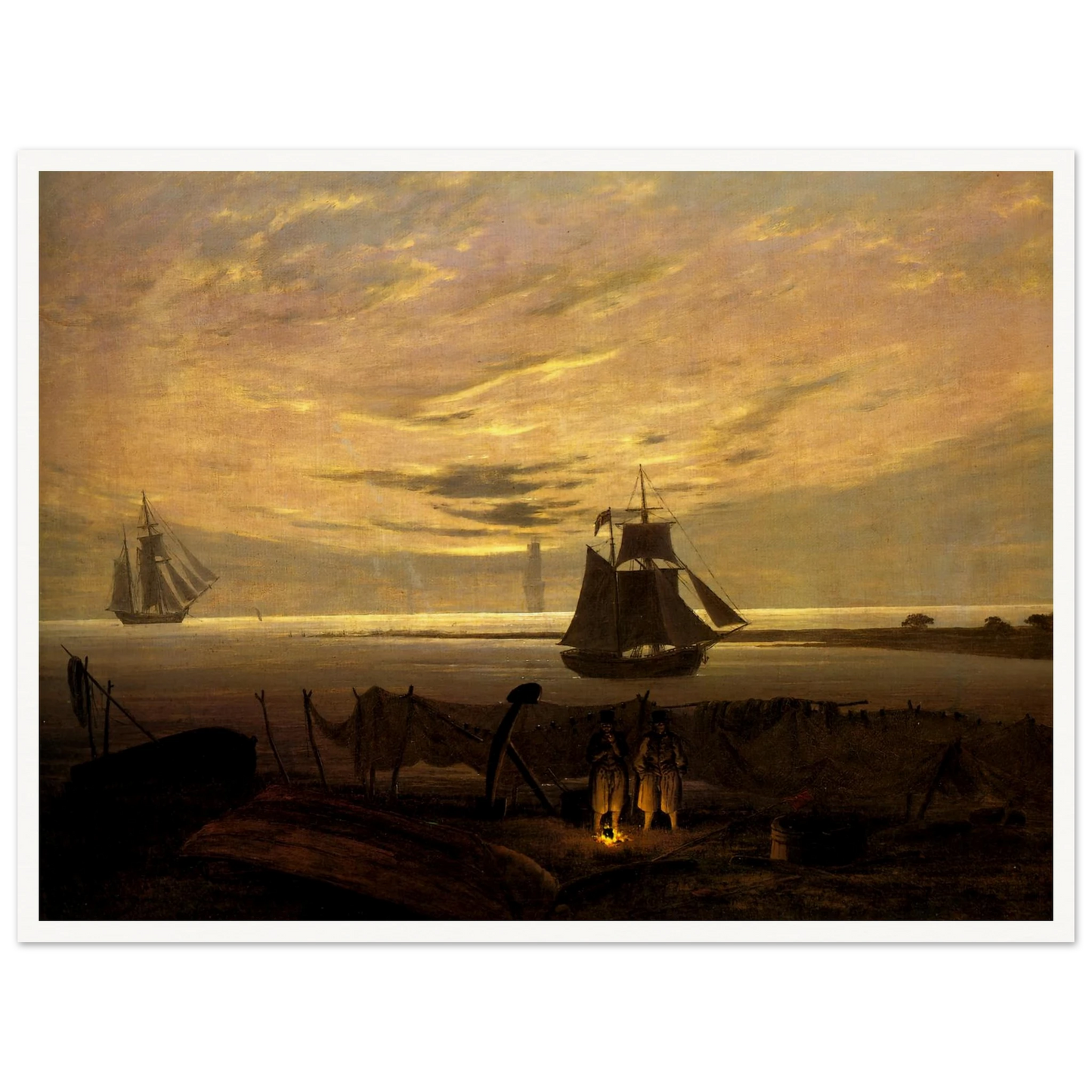 Evening on the Baltic Sea Art Print | Caspar David Friedrich - Framed Poster - 30x40 cm / 12x16″ - Black frame