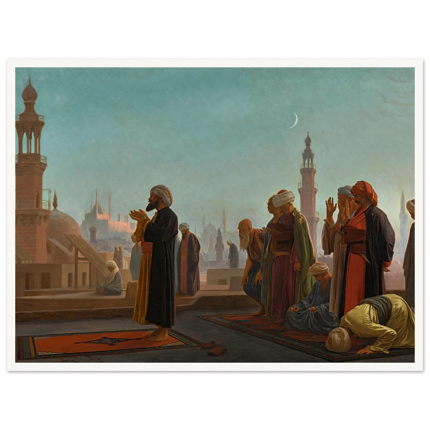 Evening Prayer, Cairo Art Print | Jean Leon Gerome - Framed Poster - 30x40 cm / 12x16″ - Black frame