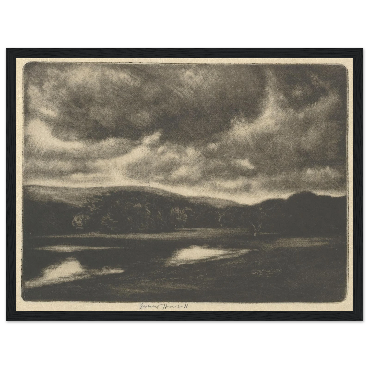 Evening Shadows (1919-1920) Art Print | Ernest Haskell - Framed Poster - 30x40 cm / 12x16″ - Black frame