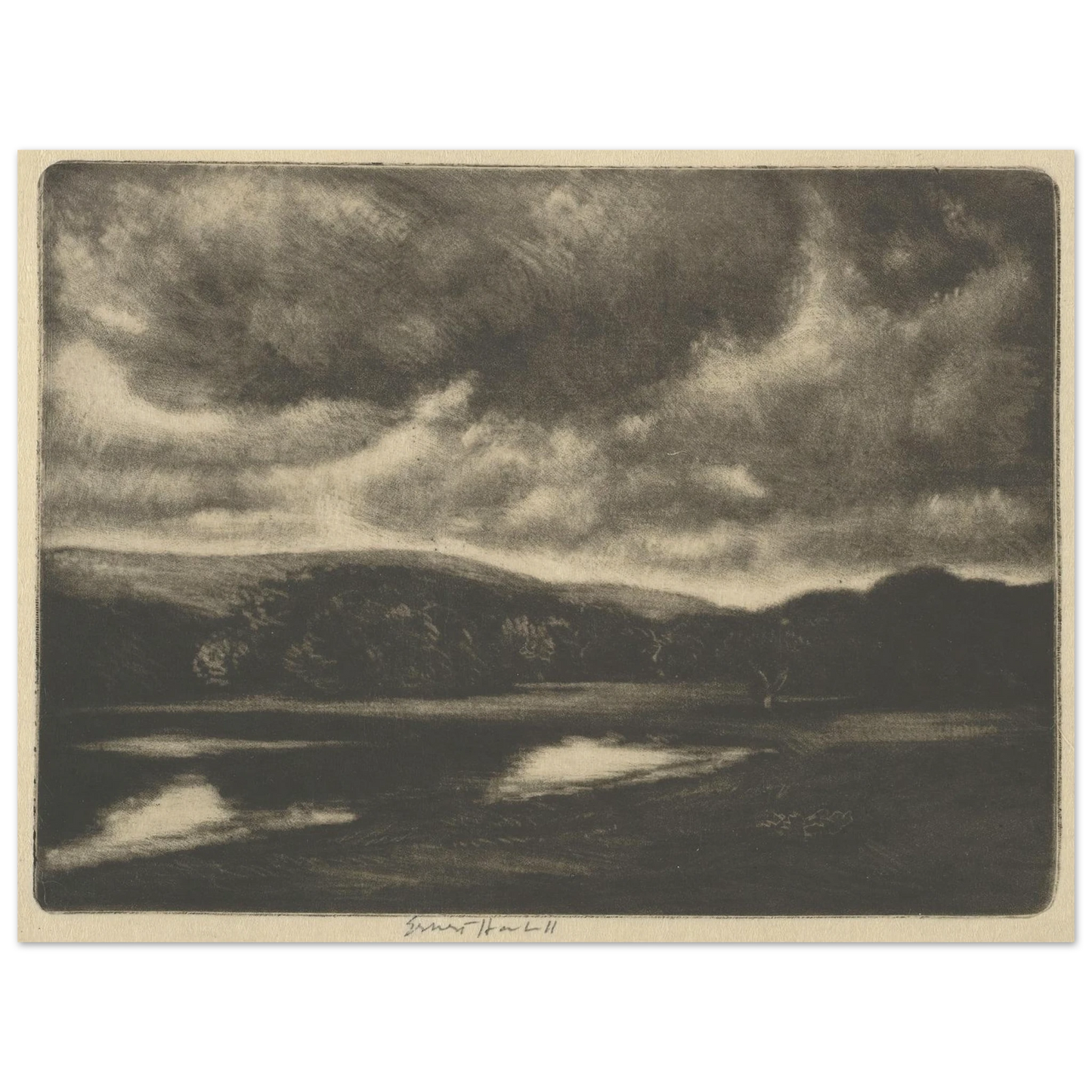 Evening Shadows (1919-1920) Art Print | Ernest Haskell - Framed Poster - 30x40 cm / 12x16″ - Black frame