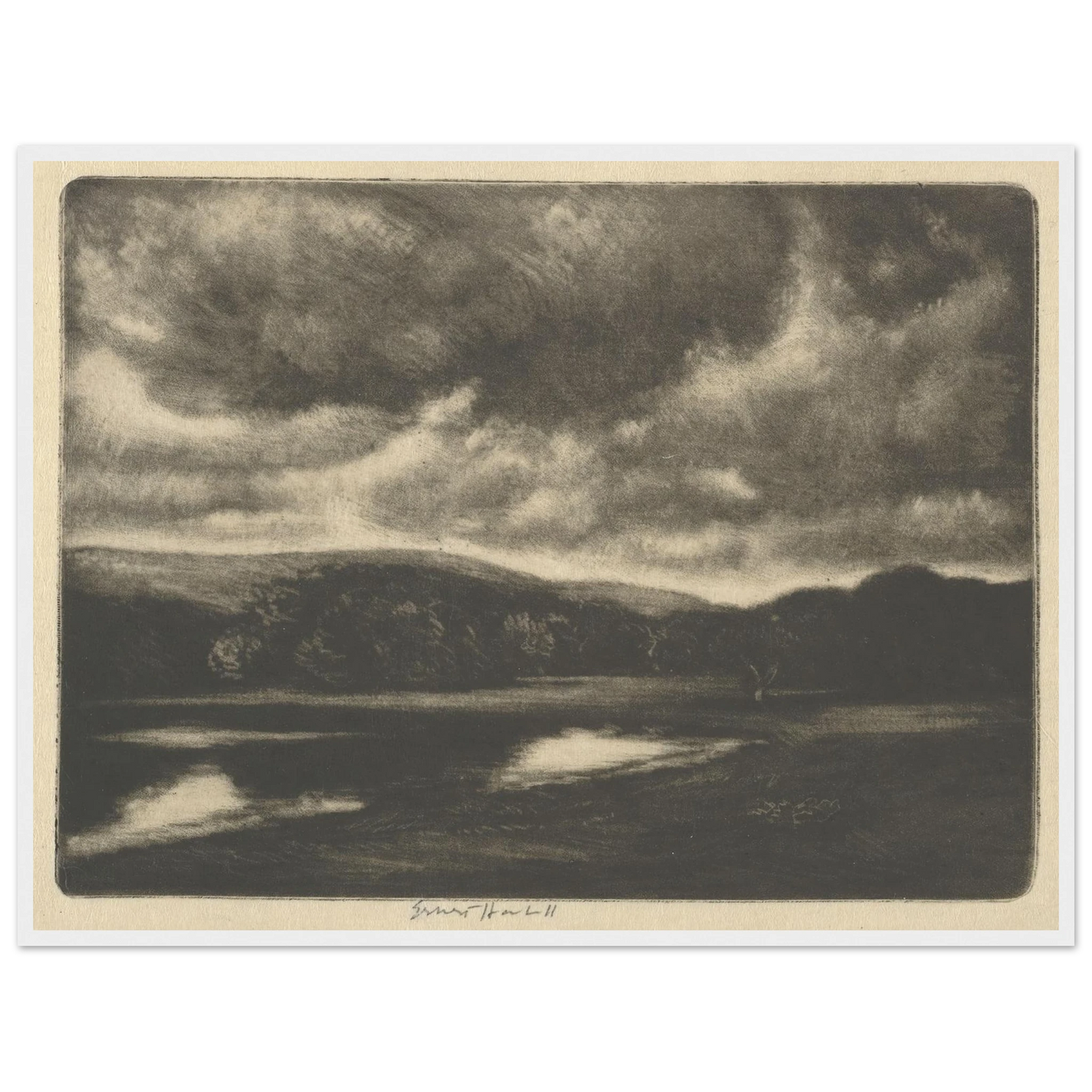 Evening Shadows (1919-1920) Art Print | Ernest Haskell - Framed Poster - 30x40 cm / 12x16″ - Black frame