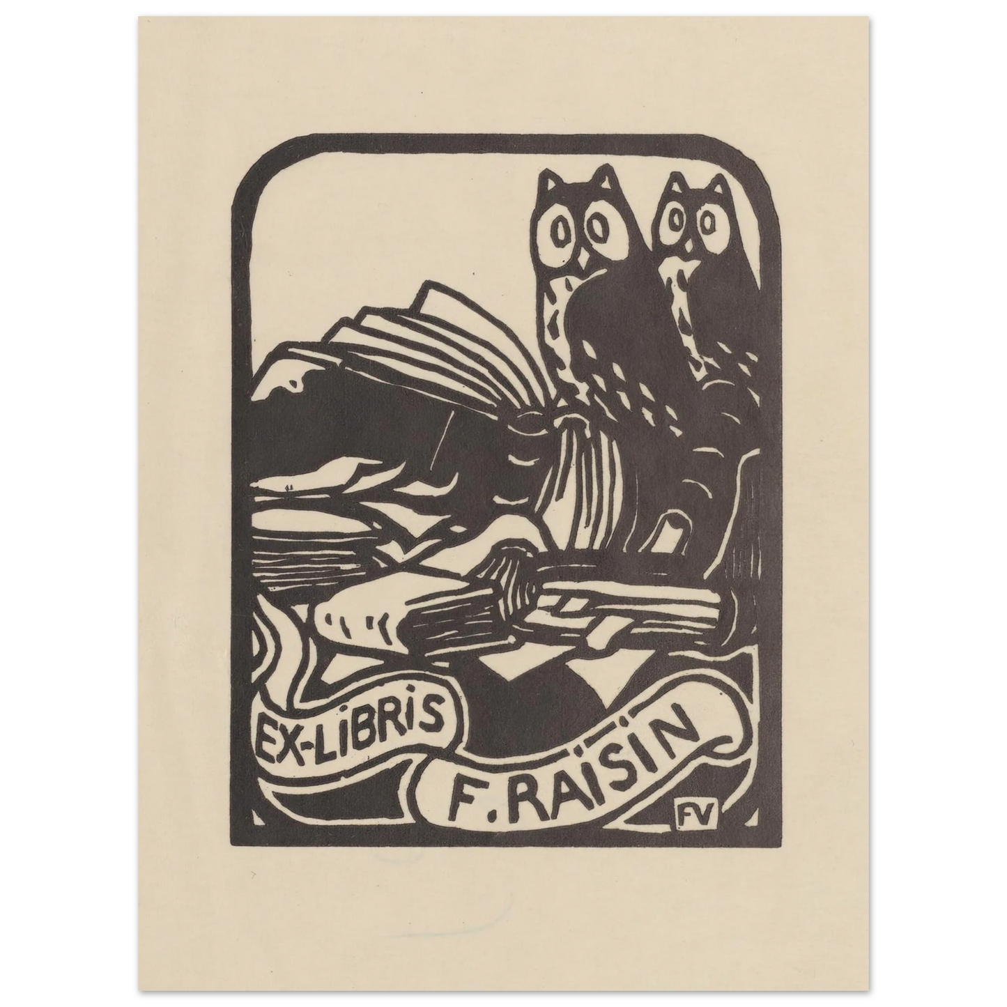 Ex-libris F. Raisin (1893) Art Print | Felix Vallotton - Framed Poster - 30x40 cm / 12x16″ - Black frame