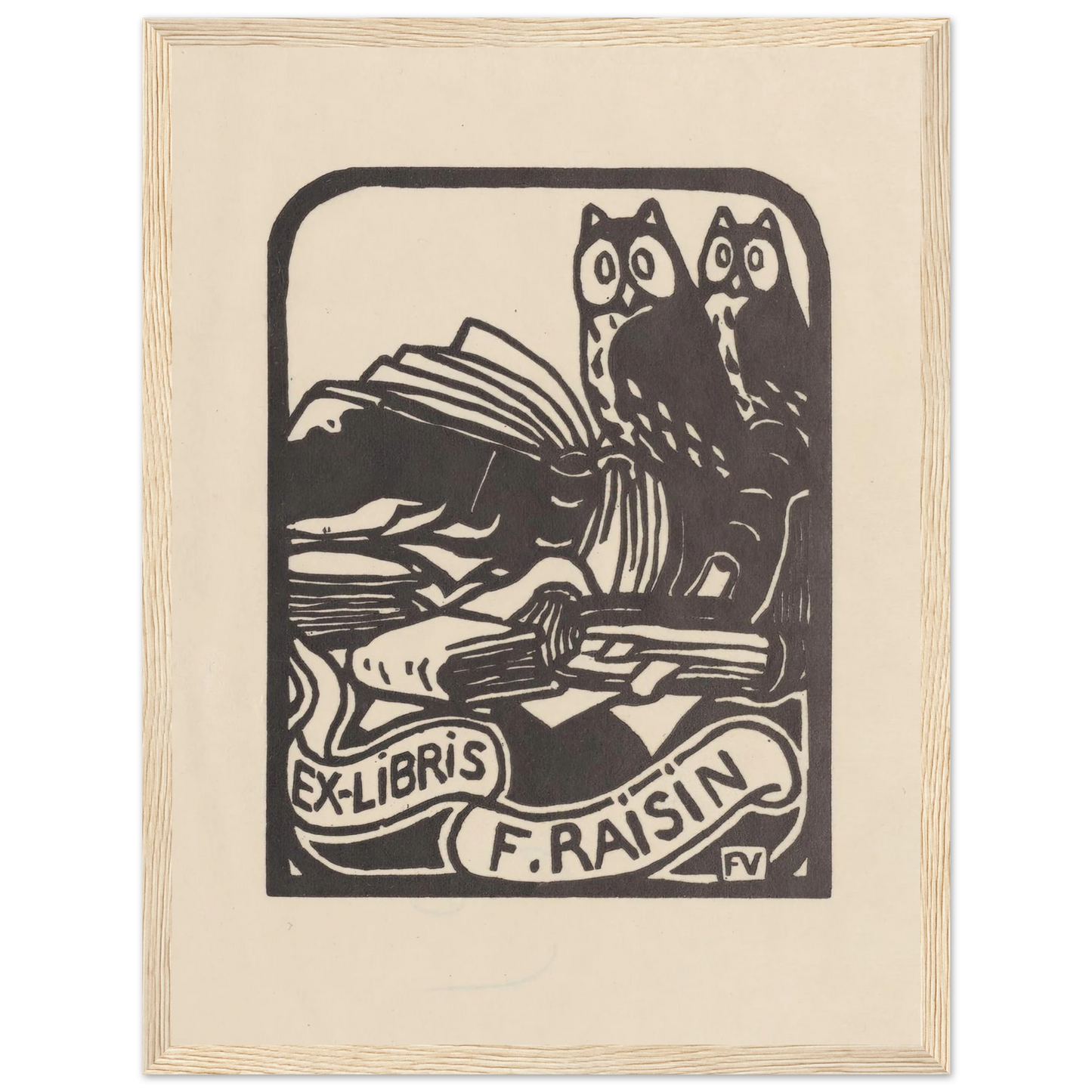 Ex-libris F. Raisin (1893) Art Print | Felix Vallotton - Framed Poster - 30x40 cm / 12x16″ - Black frame