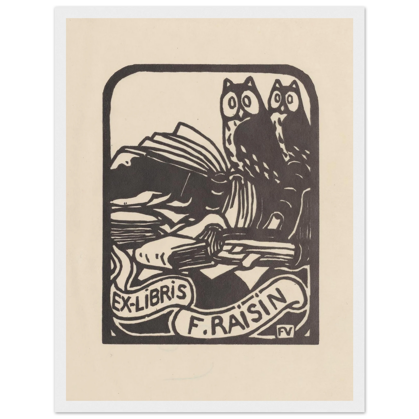 Ex-libris F. Raisin (1893) Art Print | Felix Vallotton - Framed Poster - 30x40 cm / 12x16″ - Black frame