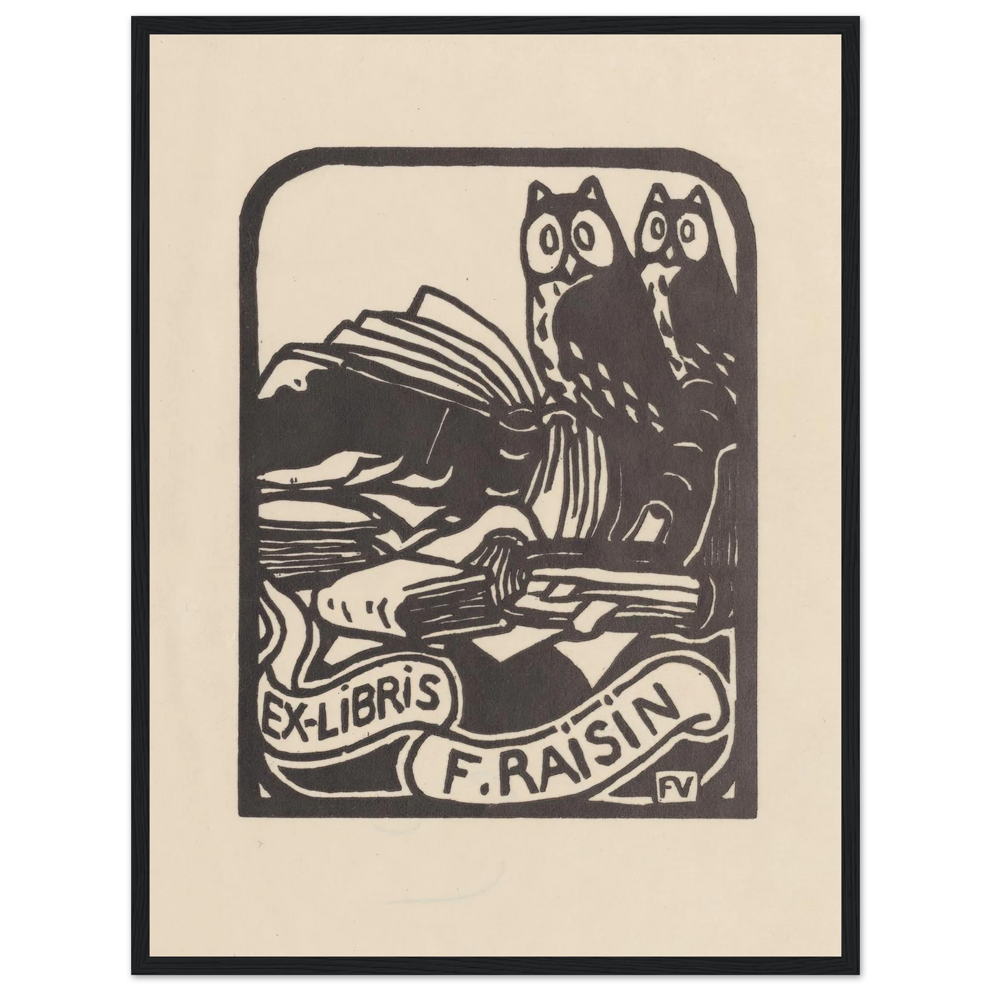 Ex-libris F. Raisin (1893) Art Print | Felix Vallotton - Framed Poster - 30x40 cm / 12x16″ - Black frame
