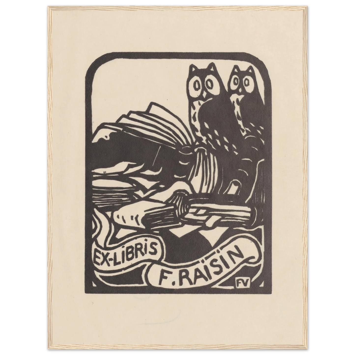 Ex-libris F. Raisin (1893) Art Print | Felix Vallotton - Framed Poster - 30x40 cm / 12x16″ - Black frame