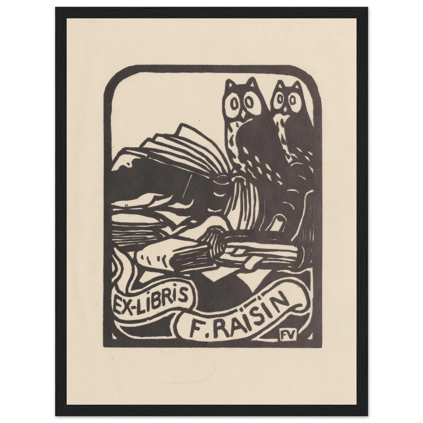 Ex-libris F. Raisin (1893) Art Print | Felix Vallotton - Framed Poster - 30x40 cm / 12x16″ - Black frame