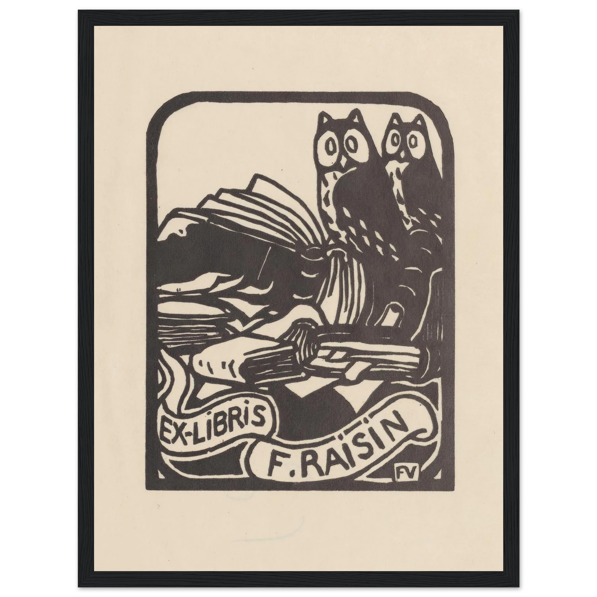 Ex-libris F. Raisin (1893) Art Print | Felix Vallotton - Framed Poster - 30x40 cm / 12x16″ - Black frame
