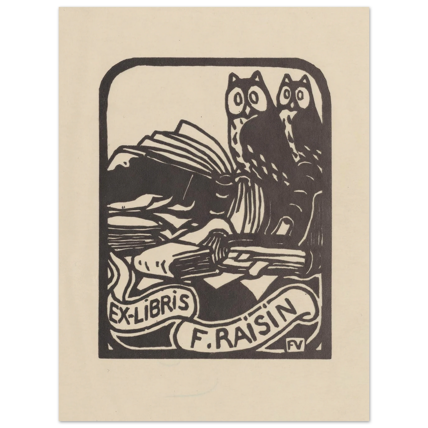 Ex-libris F. Raisin (1893) Art Print | Felix Vallotton - Framed Poster - 30x40 cm / 12x16″ - Black frame