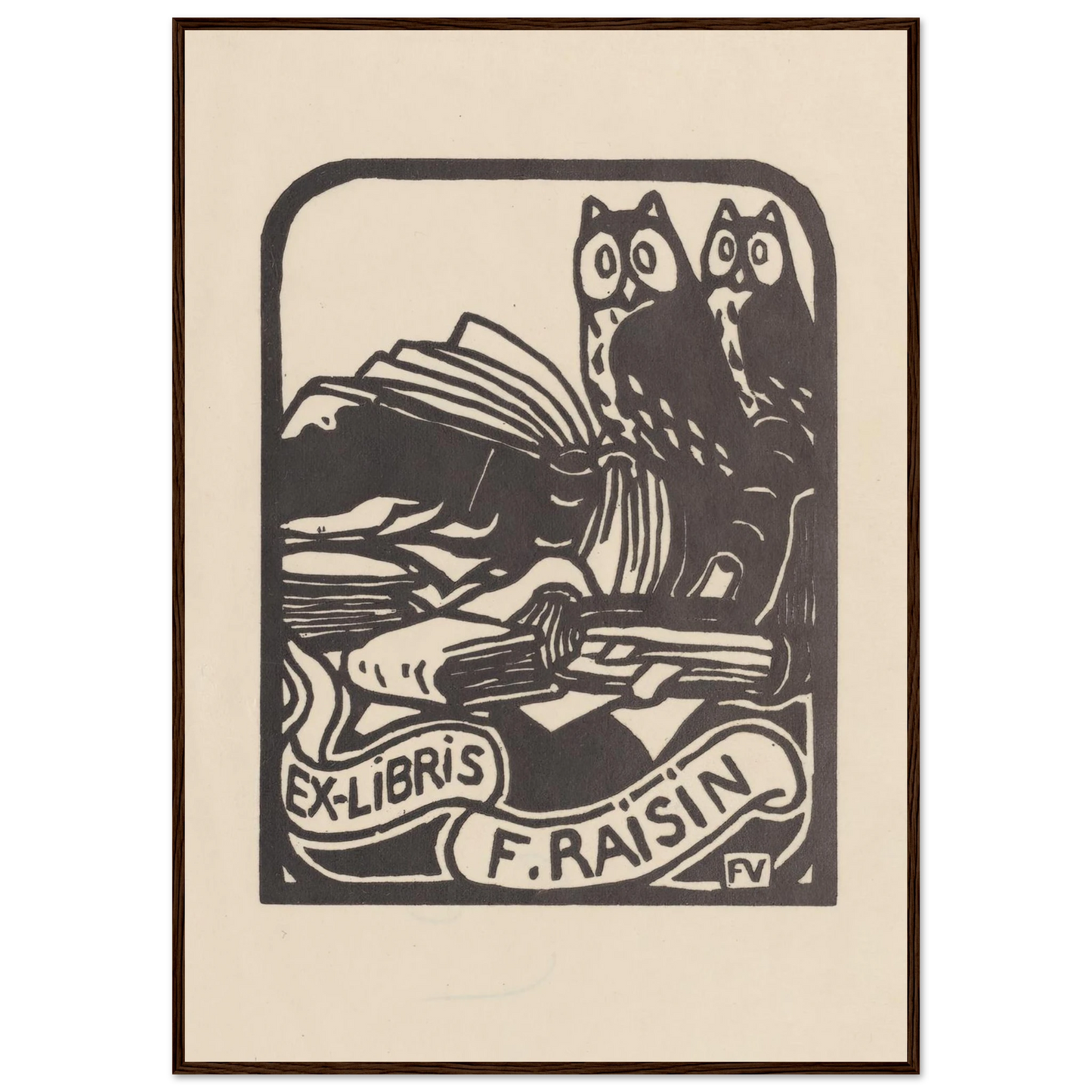 Ex-libris F. Raisin (1893) Art Print | Felix Vallotton - Framed Poster - 30x40 cm / 12x16″ - Black frame