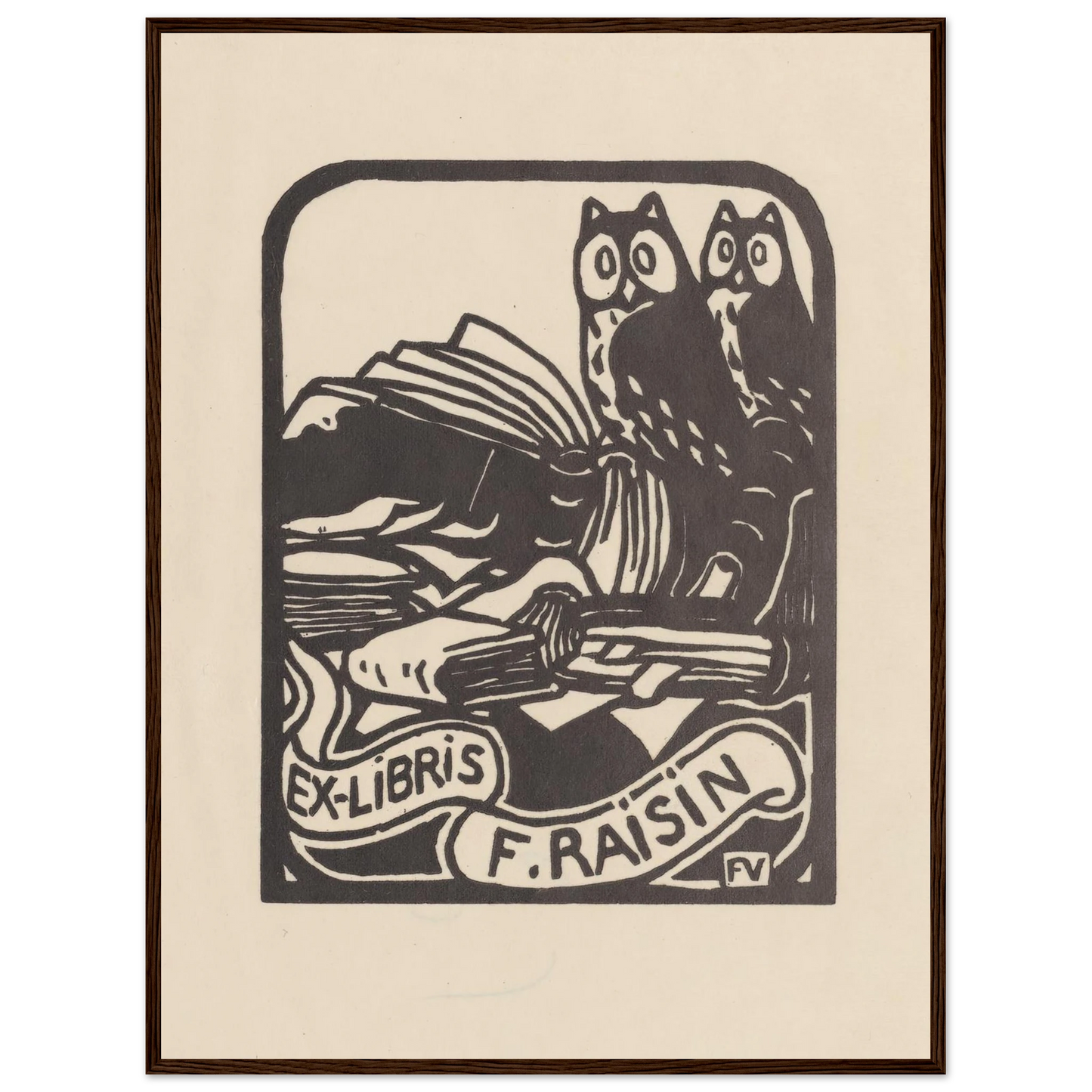 Ex-libris F. Raisin (1893) Art Print | Felix Vallotton - Framed Poster - 30x40 cm / 12x16″ - Black frame