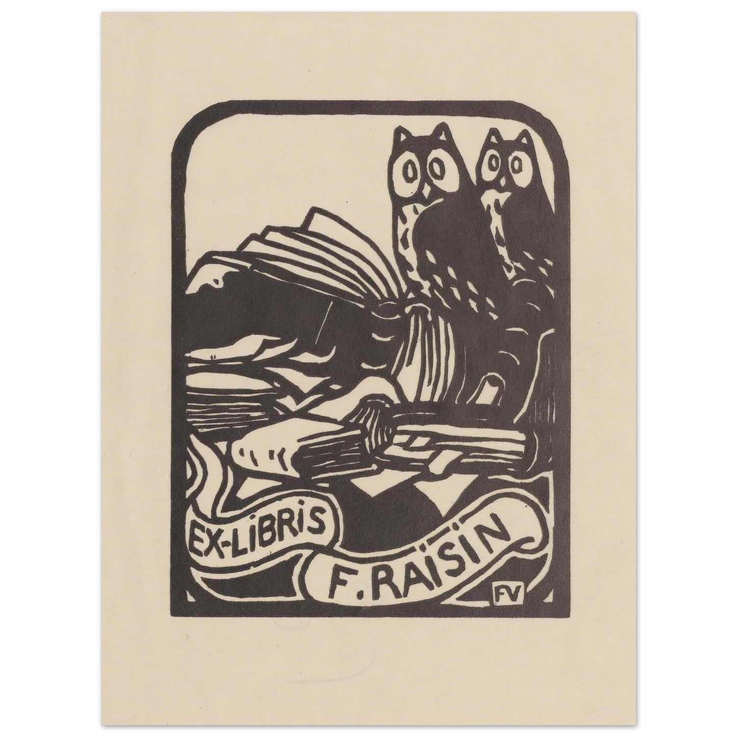 Ex-libris F. Raisin (1893) Art Print | Felix Vallotton - Framed Poster - 30x40 cm / 12x16″ - Black frame