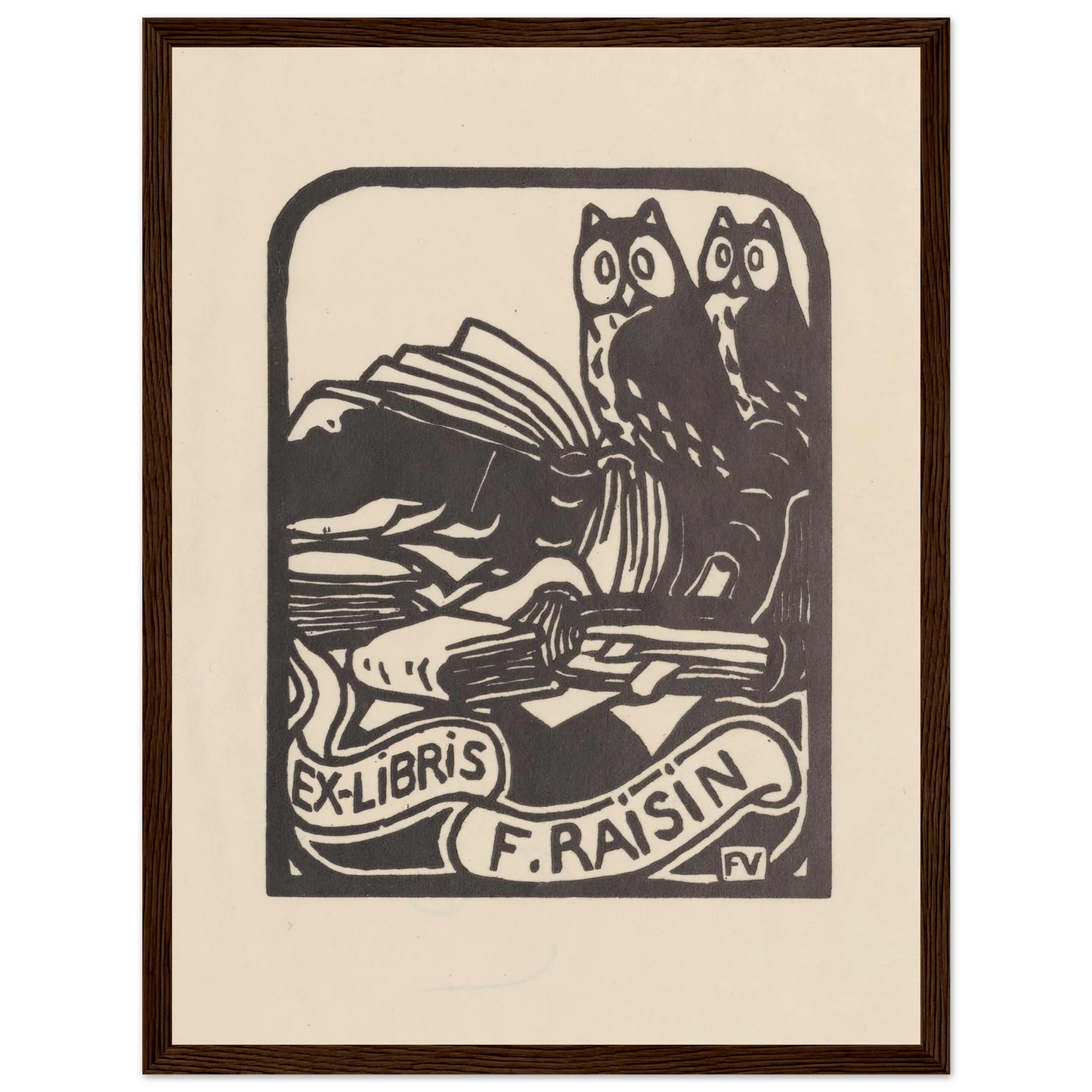Ex-libris F. Raisin (1893) Art Print | Felix Vallotton - Framed Poster - 30x40 cm / 12x16″ - Black frame