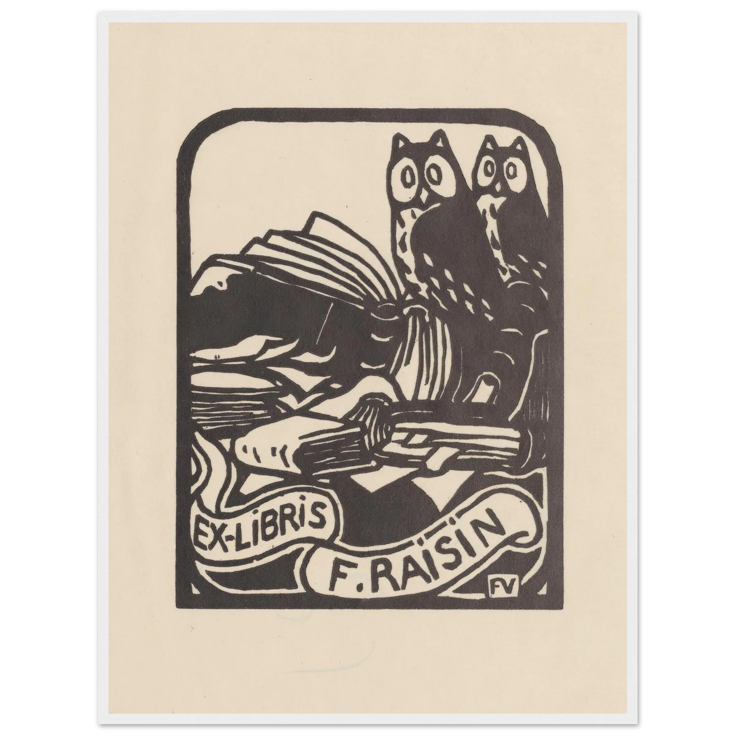 Ex-libris F. Raisin (1893) Art Print | Felix Vallotton - Framed Poster - 30x40 cm / 12x16″ - Black frame