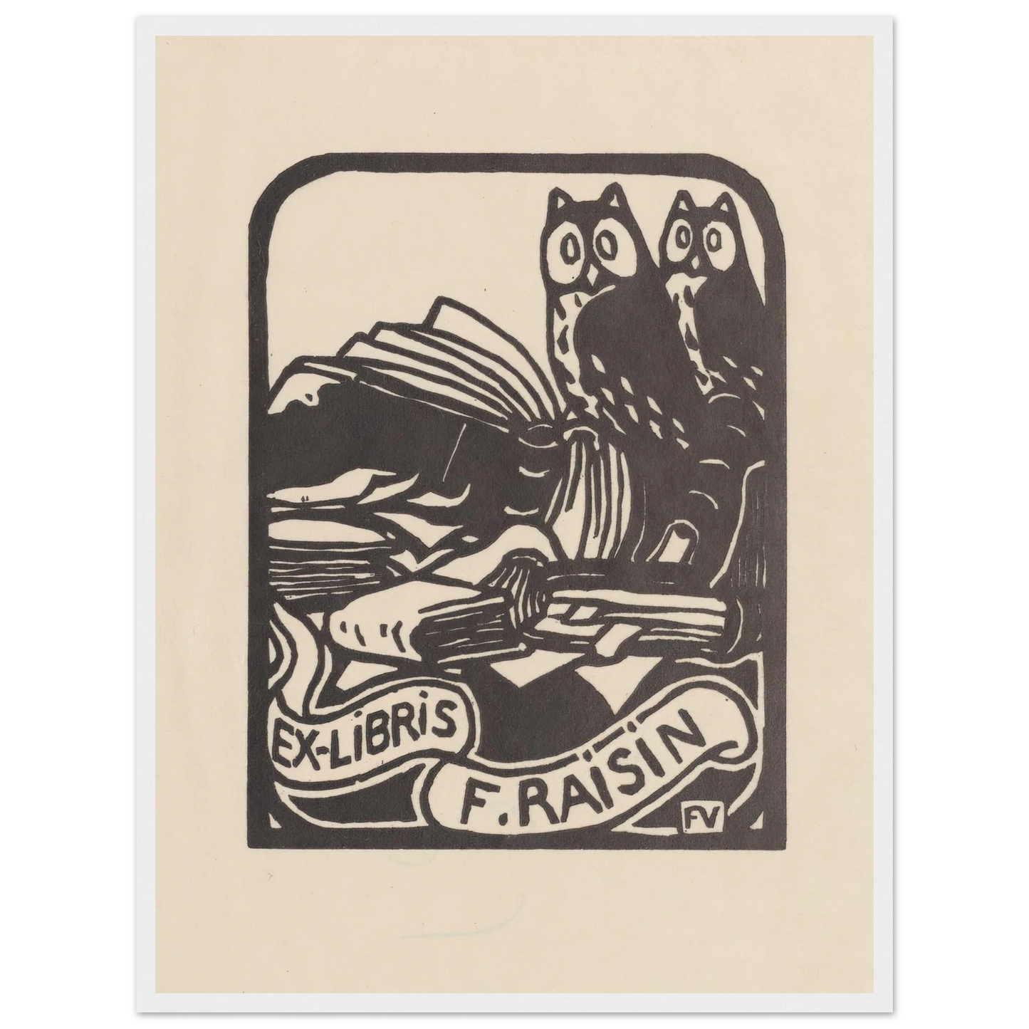 Ex-libris F. Raisin (1893) Art Print | Felix Vallotton - Framed Poster - 30x40 cm / 12x16″ - Black frame