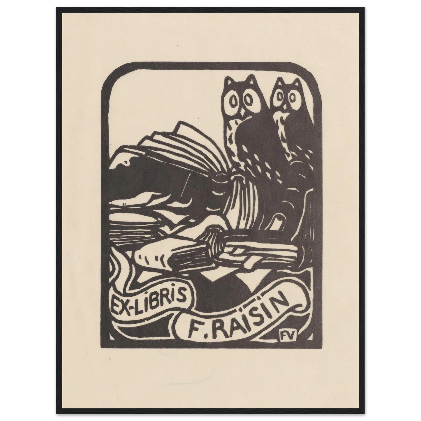 Ex-libris F. Raisin (1893) Art Print | Felix Vallotton - Framed Poster - 30x40 cm / 12x16″ - Black frame