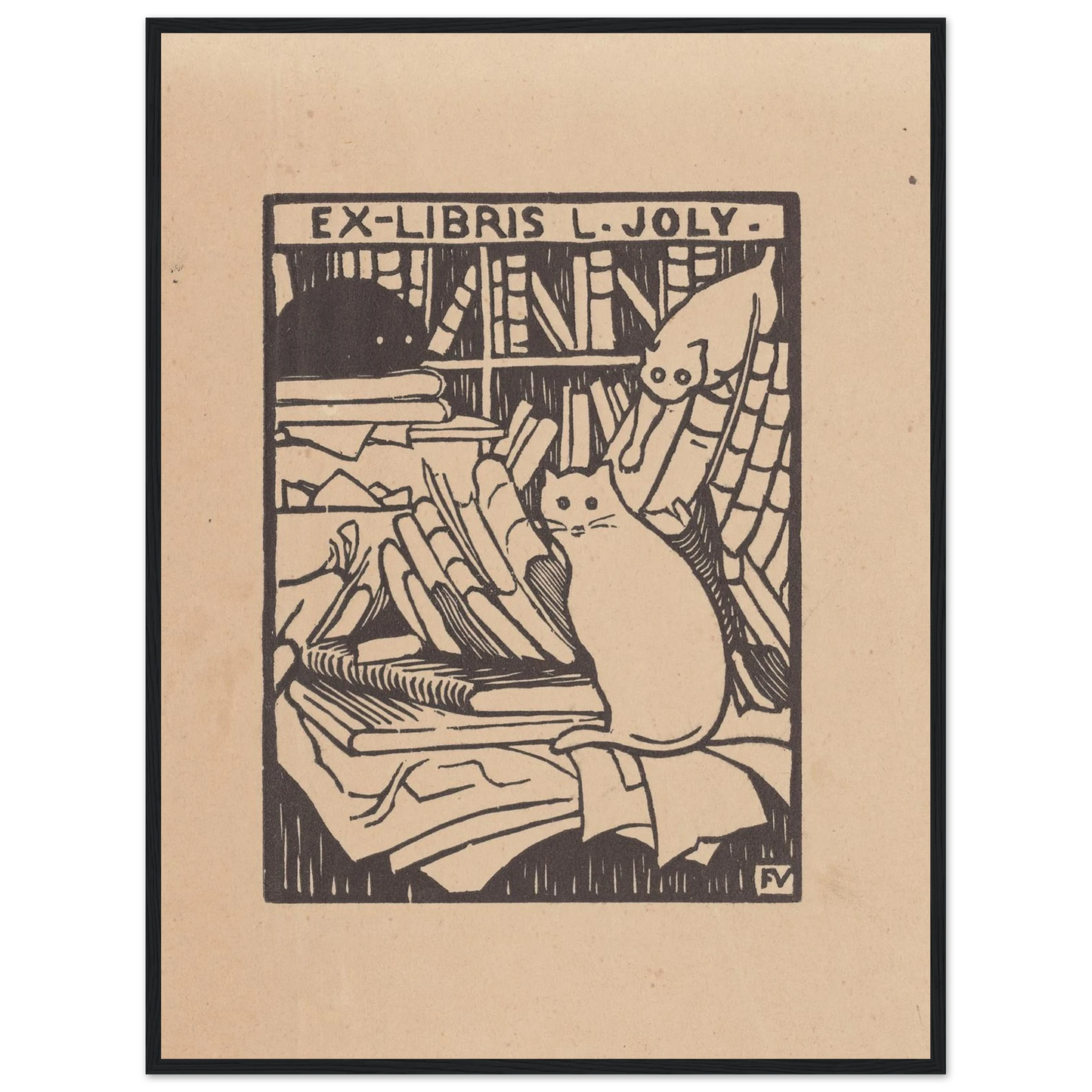 Ex-libris L. Joly (1893) Art Print | Felix Vallotton - Framed Poster - 30x40 cm / 12x16″ - Black frame