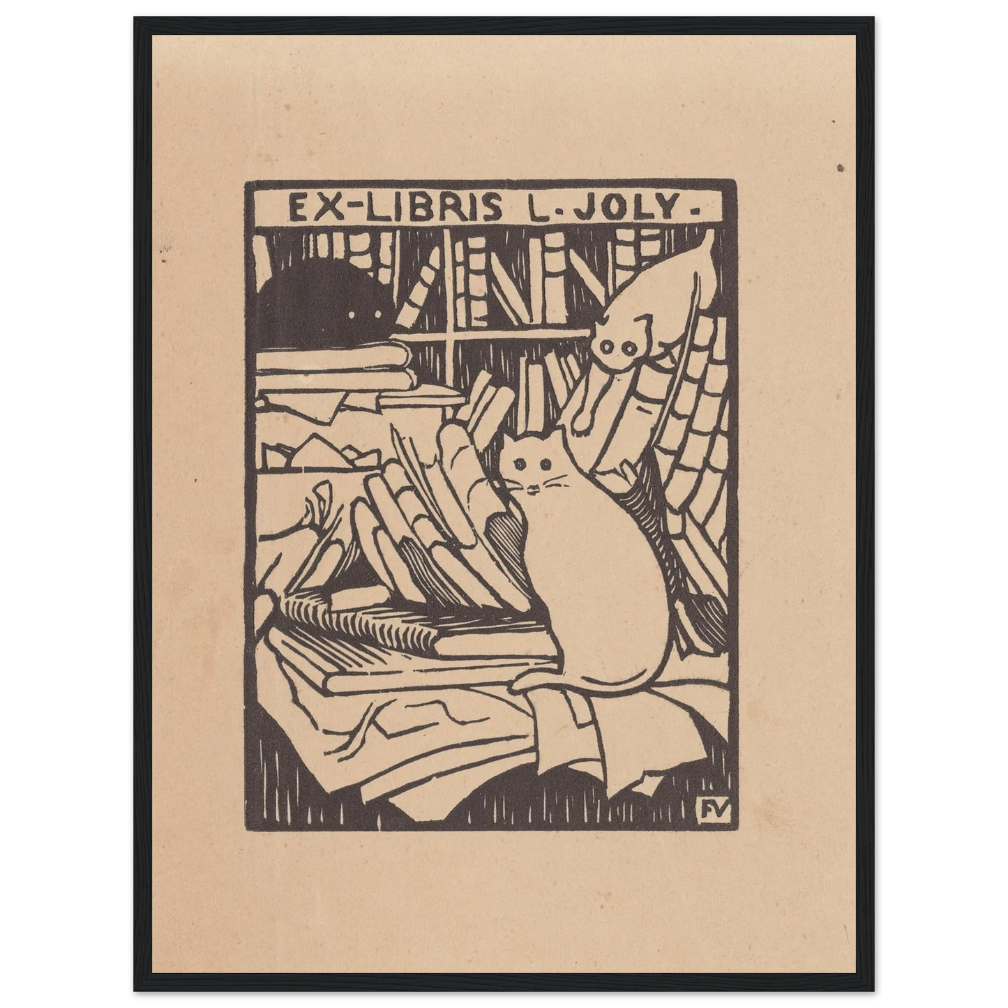 Ex-libris L. Joly (1893) Art Print | Felix Vallotton - Framed Poster - 30x40 cm / 12x16″ - Black frame