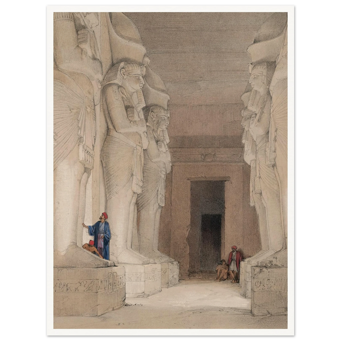 Excavated Temple of Gyrshe [Gerf Hussein], Nubia. (1846-1849) Art Print | David Roberts - Framed Poster - 30x40 cm / 12x16″ - Black frame