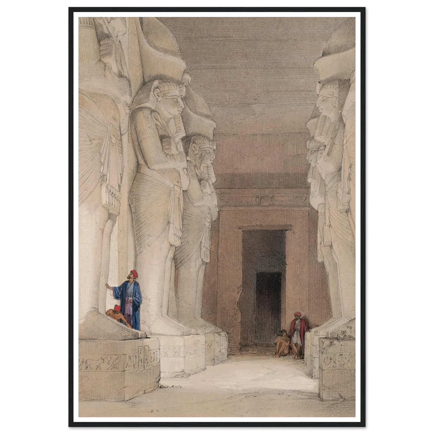 Excavated Temple of Gyrshe [Gerf Hussein], Nubia. (1846-1849) Art Print | David Roberts - Framed Poster - 30x40 cm / 12x16″ - Black frame