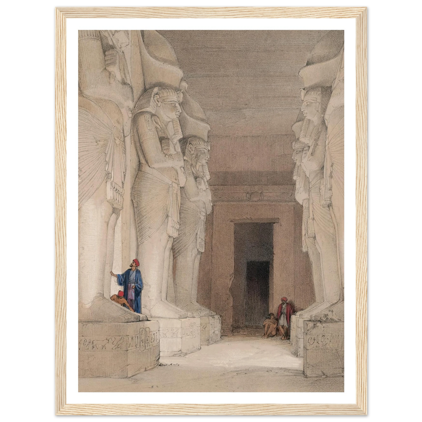 Excavated Temple of Gyrshe [Gerf Hussein], Nubia. (1846-1849) Art Print | David Roberts - Framed Poster - 30x40 cm / 12x16″ - Black frame