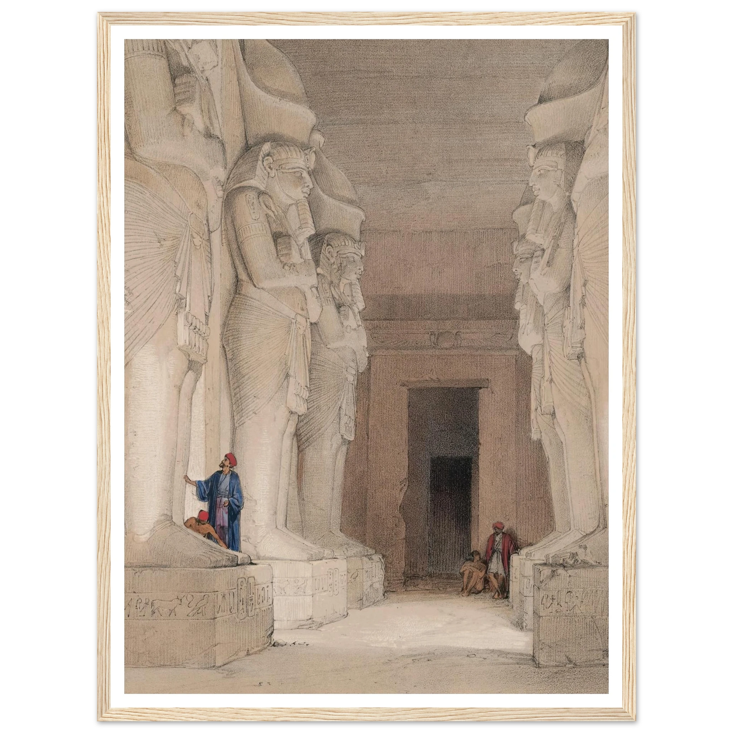 Excavated Temple of Gyrshe [Gerf Hussein], Nubia. (1846-1849) Art Print | David Roberts - Framed Poster - 30x40 cm / 12x16″ - Black frame