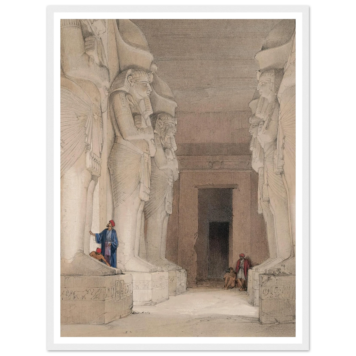 Excavated Temple of Gyrshe [Gerf Hussein], Nubia. (1846-1849) Art Print | David Roberts - Framed Poster - 30x40 cm / 12x16″ - Black frame