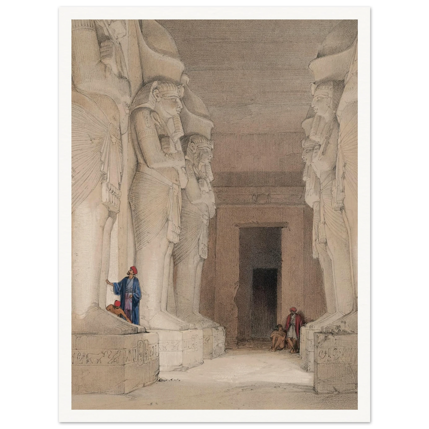 Excavated Temple of Gyrshe [Gerf Hussein], Nubia. (1846-1849) Art Print | David Roberts - Framed Poster - 30x40 cm / 12x16″ - Black frame