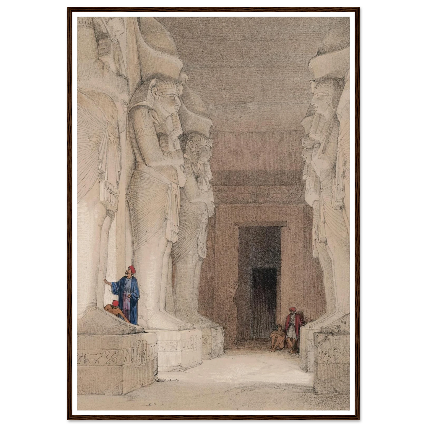Excavated Temple of Gyrshe [Gerf Hussein], Nubia. (1846-1849) Art Print | David Roberts - Framed Poster - 30x40 cm / 12x16″ - Black frame
