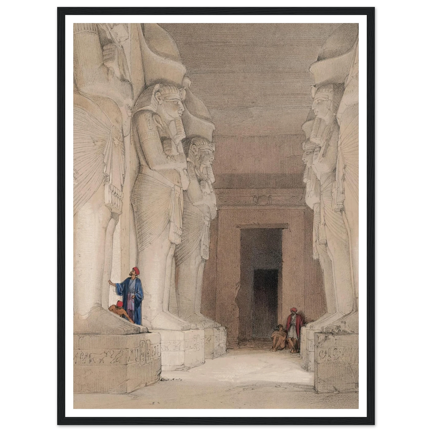 Excavated Temple of Gyrshe [Gerf Hussein], Nubia. (1846-1849) Art Print | David Roberts - Framed Poster - 30x40 cm / 12x16″ - Black frame