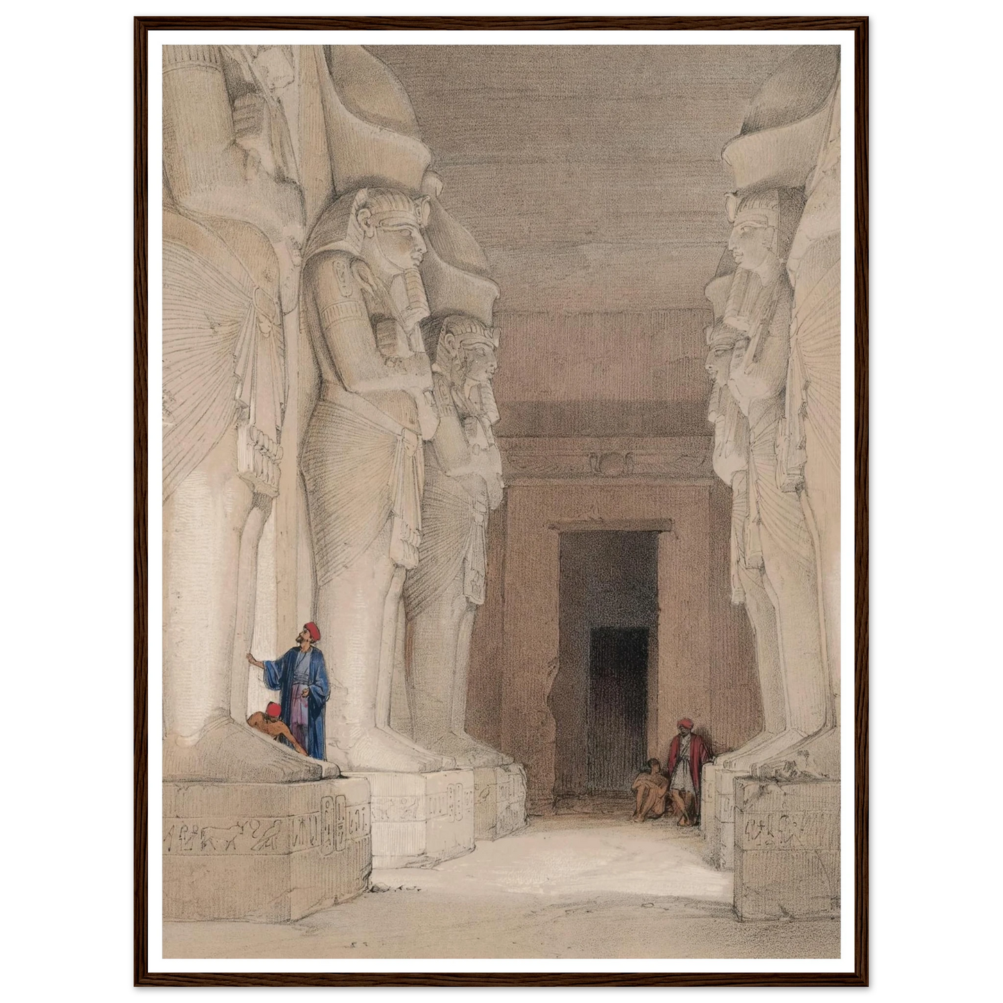 Excavated Temple of Gyrshe [Gerf Hussein], Nubia. (1846-1849) Art Print | David Roberts - Framed Poster - 30x40 cm / 12x16″ - Black frame