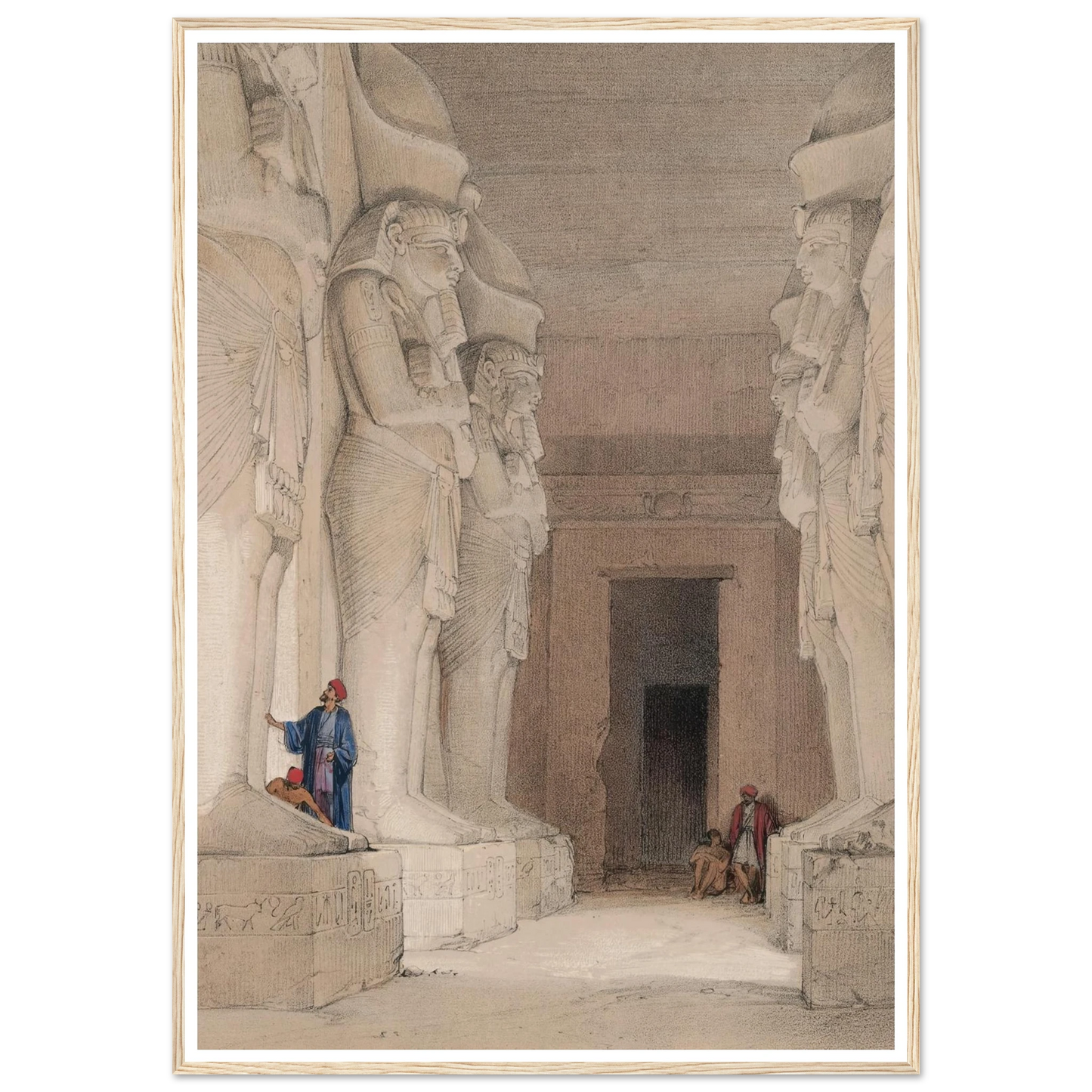 Excavated Temple of Gyrshe [Gerf Hussein], Nubia. (1846-1849) Art Print | David Roberts - Framed Poster - 30x40 cm / 12x16″ - Black frame