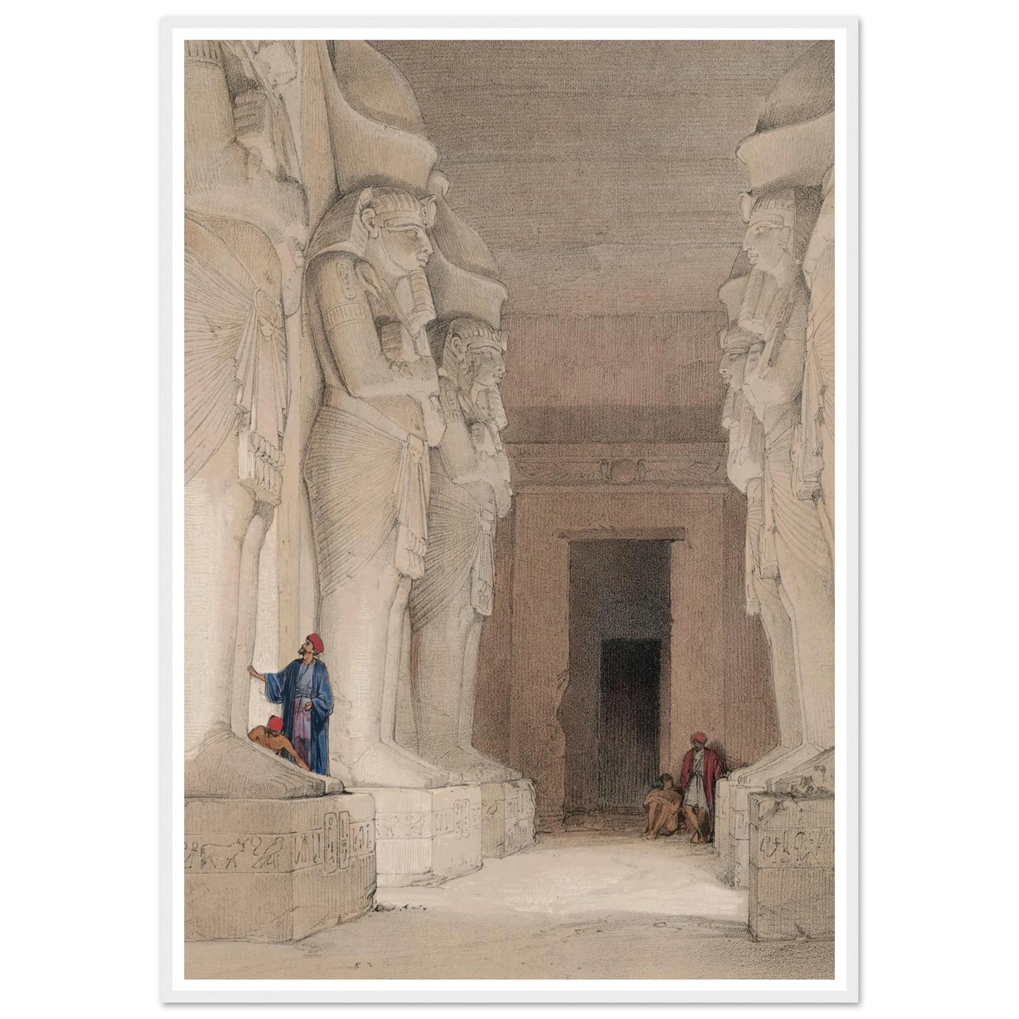 Excavated Temple of Gyrshe [Gerf Hussein], Nubia. (1846-1849) Art Print | David Roberts - Framed Poster - 30x40 cm / 12x16″ - Black frame