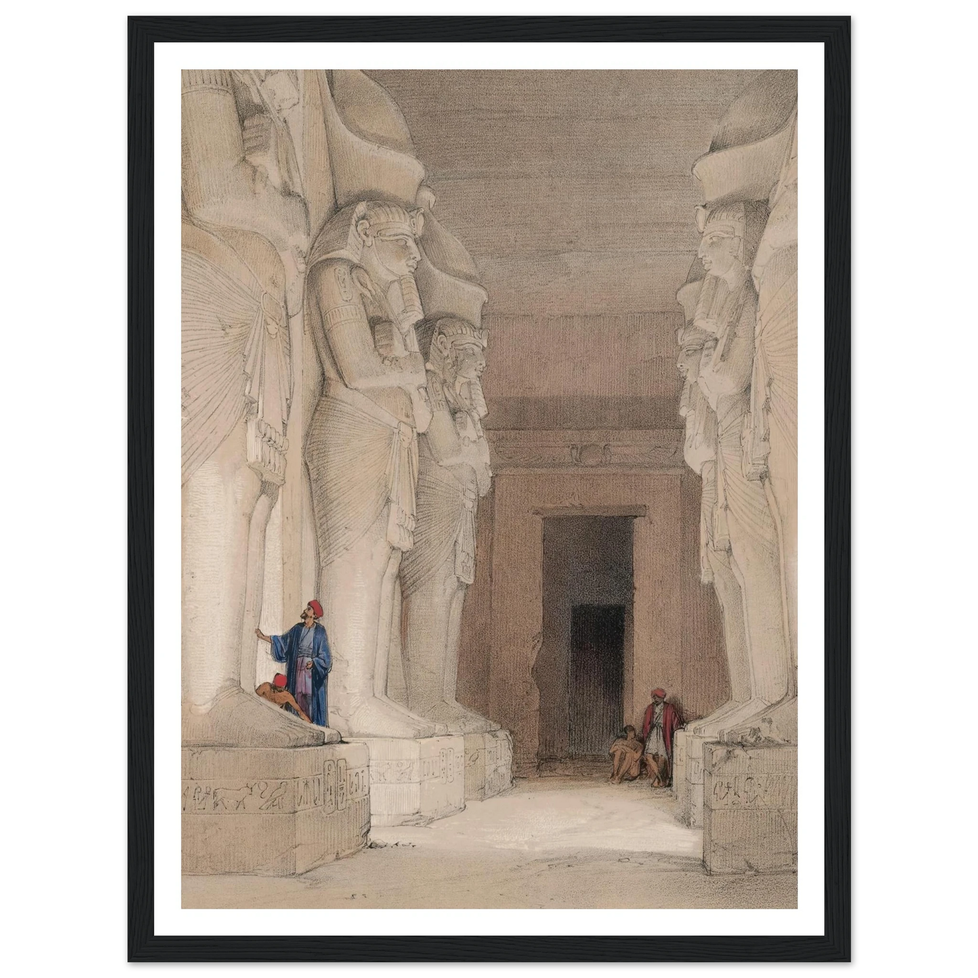 Excavated Temple of Gyrshe [Gerf Hussein], Nubia. (1846-1849) Art Print | David Roberts - Framed Poster - 30x40 cm / 12x16″ - Black frame
