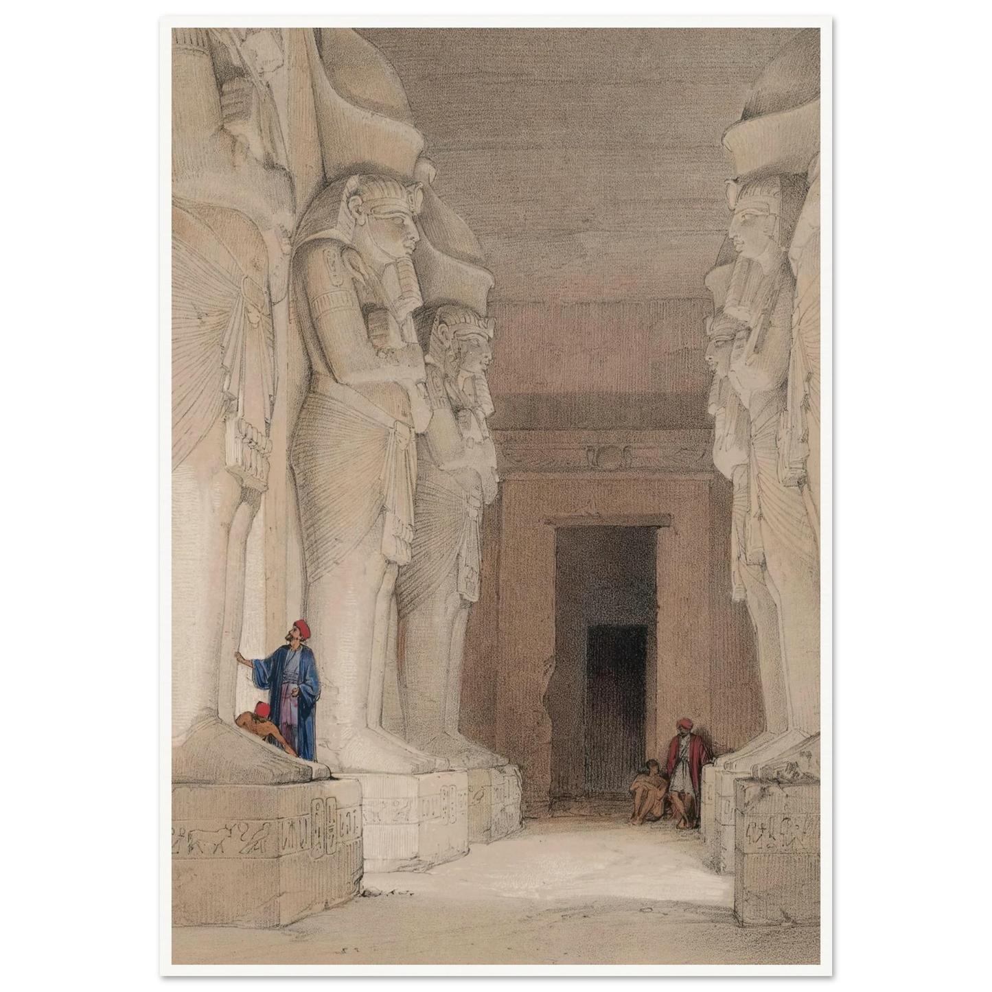 Excavated Temple of Gyrshe [Gerf Hussein], Nubia. (1846-1849) Art Print | David Roberts - Framed Poster - 30x40 cm / 12x16″ - Black frame