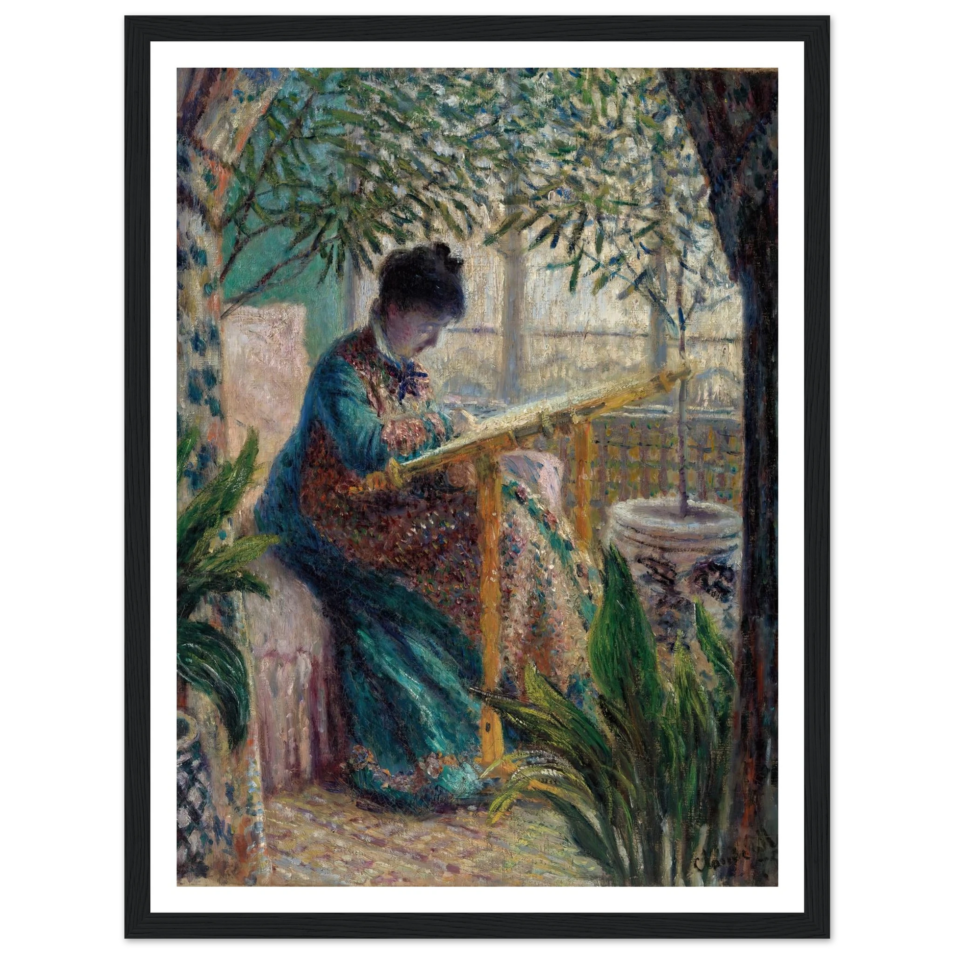 Madame Monet Embroidering (Camille au métier) (1875) Art Print | Claude Monet-Quipham Collections