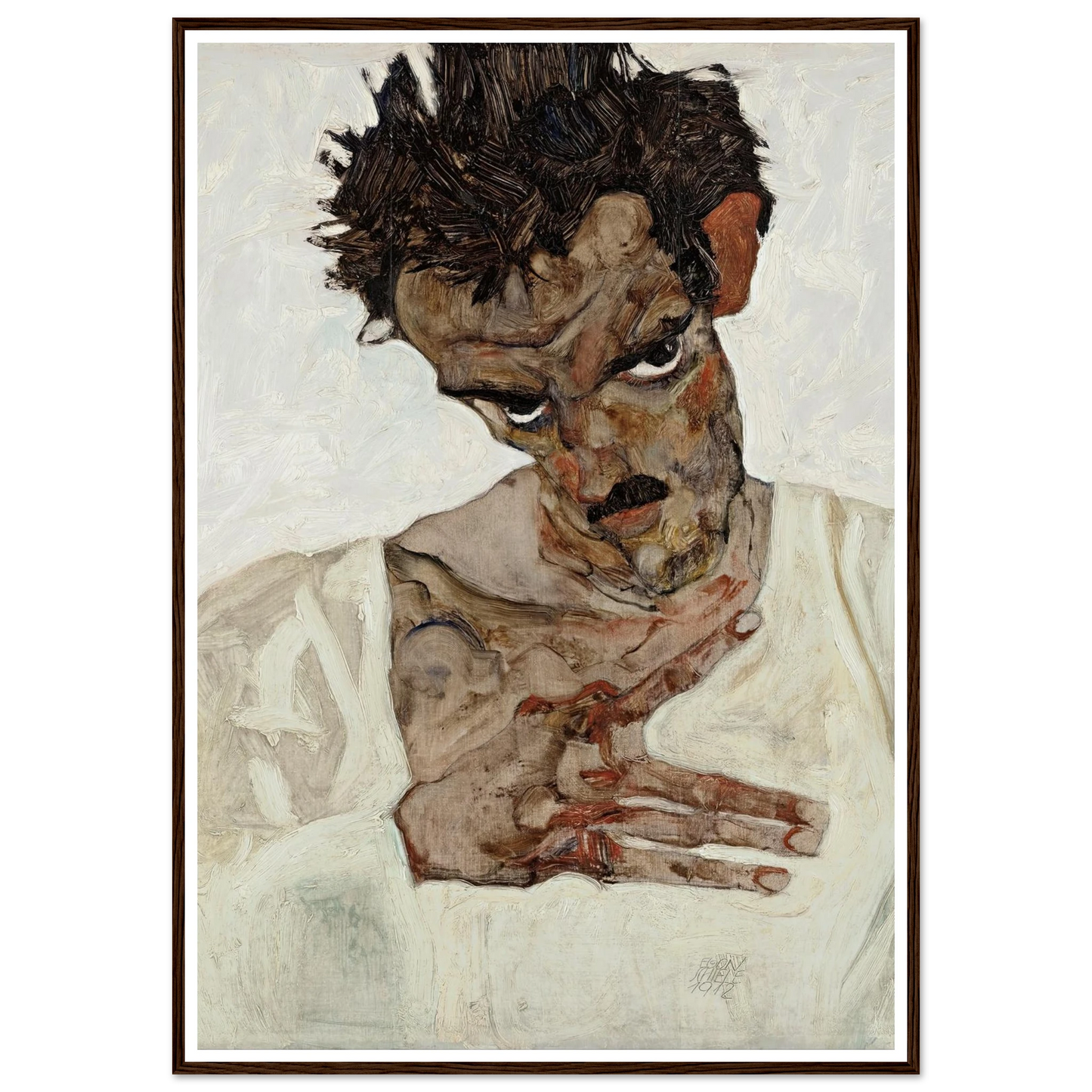 Self-Portrait With Lowered Head (1912) Art Print | Egon Schiele-Quipham Collections