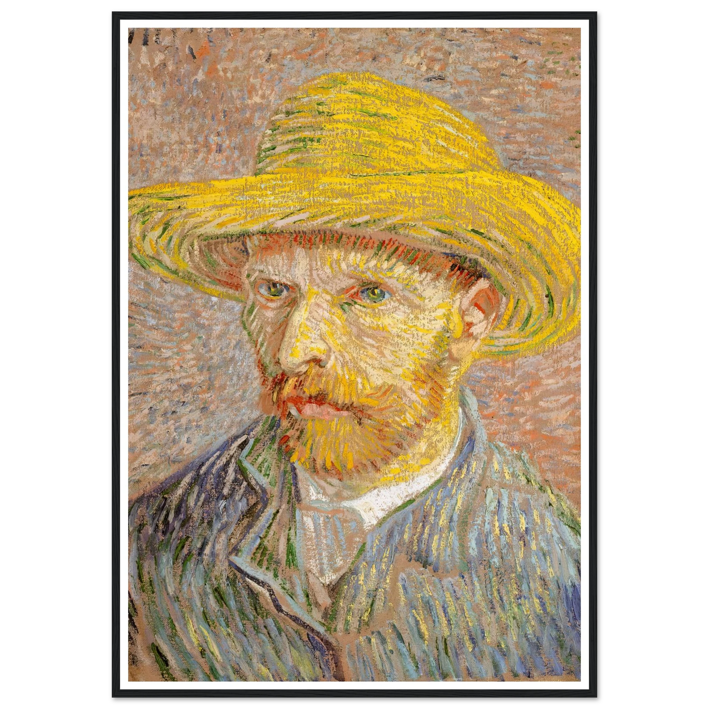 Self-Portrait with a Straw Hat (1887) Art Print | Vincent van Gogh-Quipham Collections