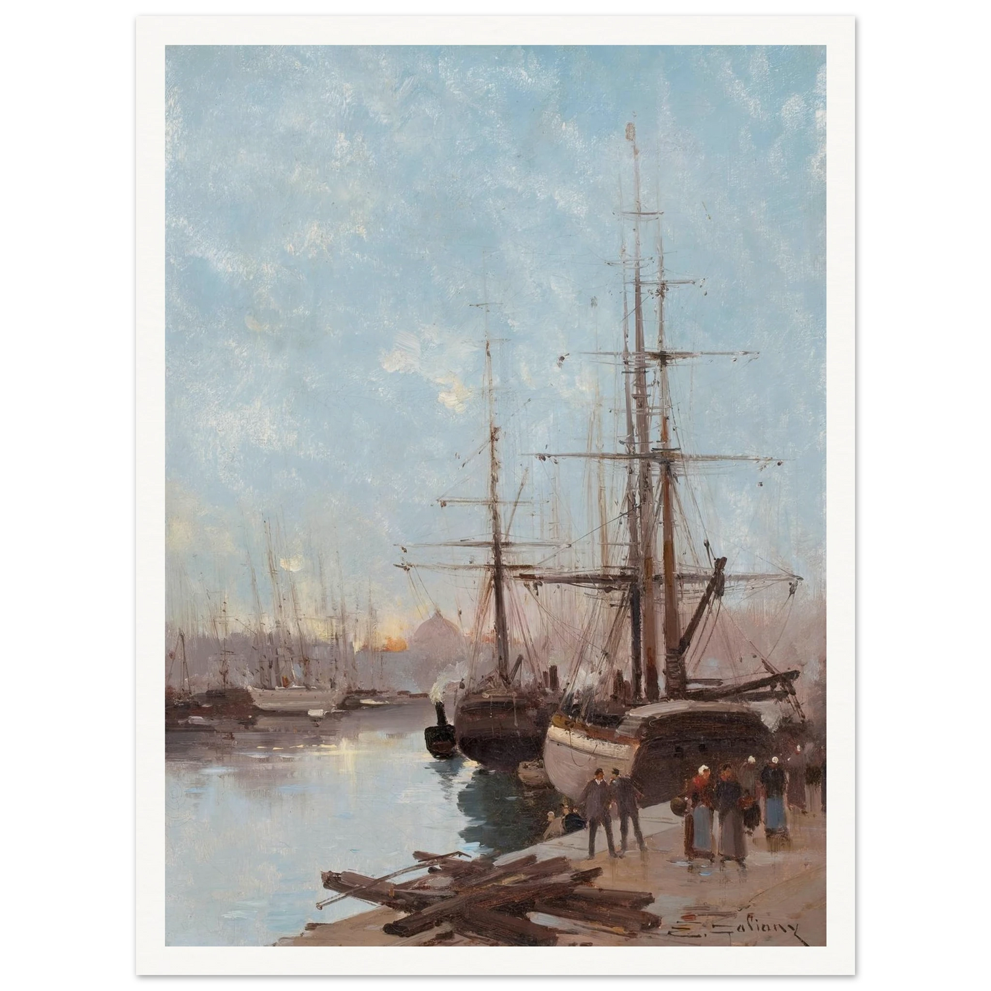 Harbor Scene Art Print | Eugene Galien Laloue-Quipham Collections