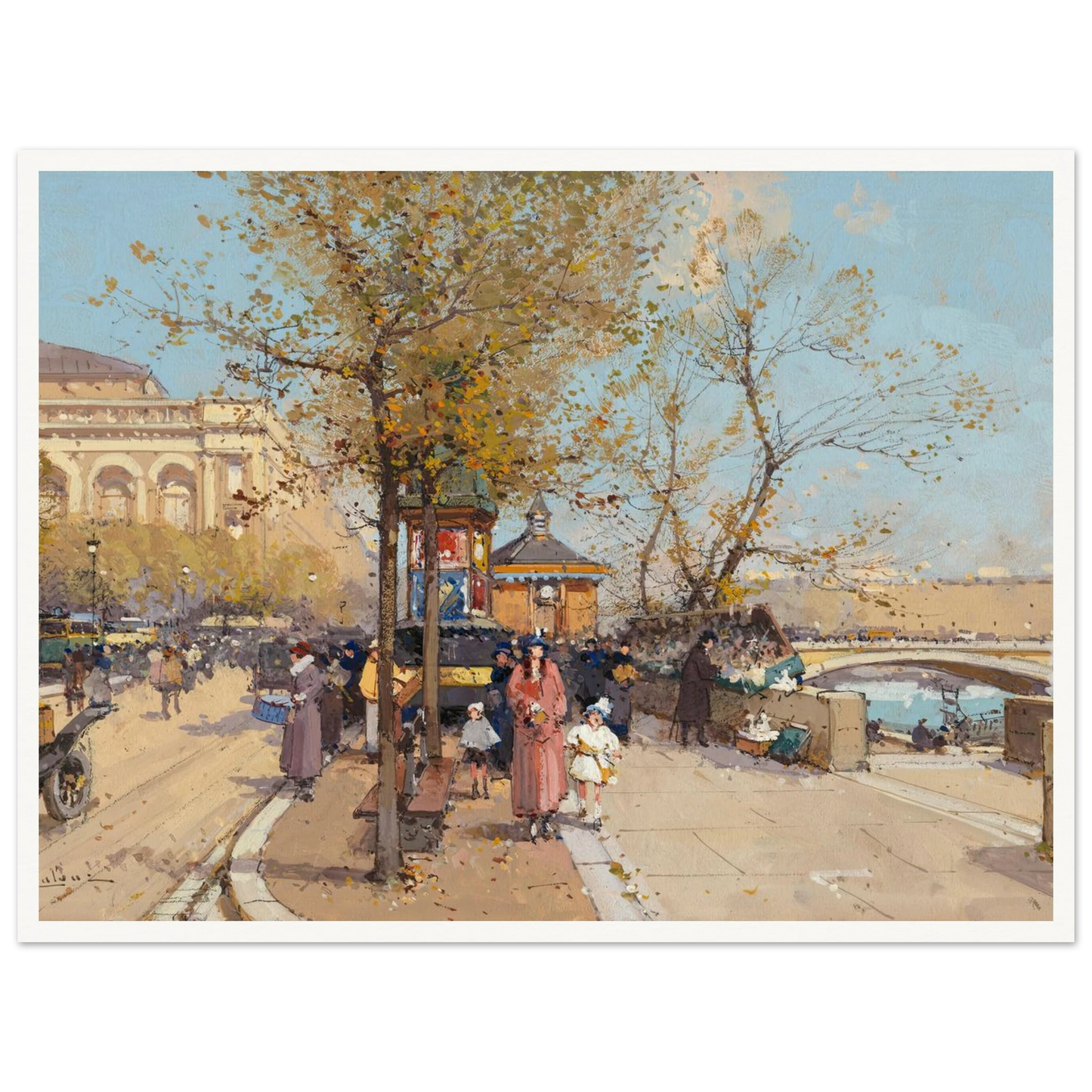 A stroll by the Seine Art Print | Eugene Galien Laloue-Quipham Collections