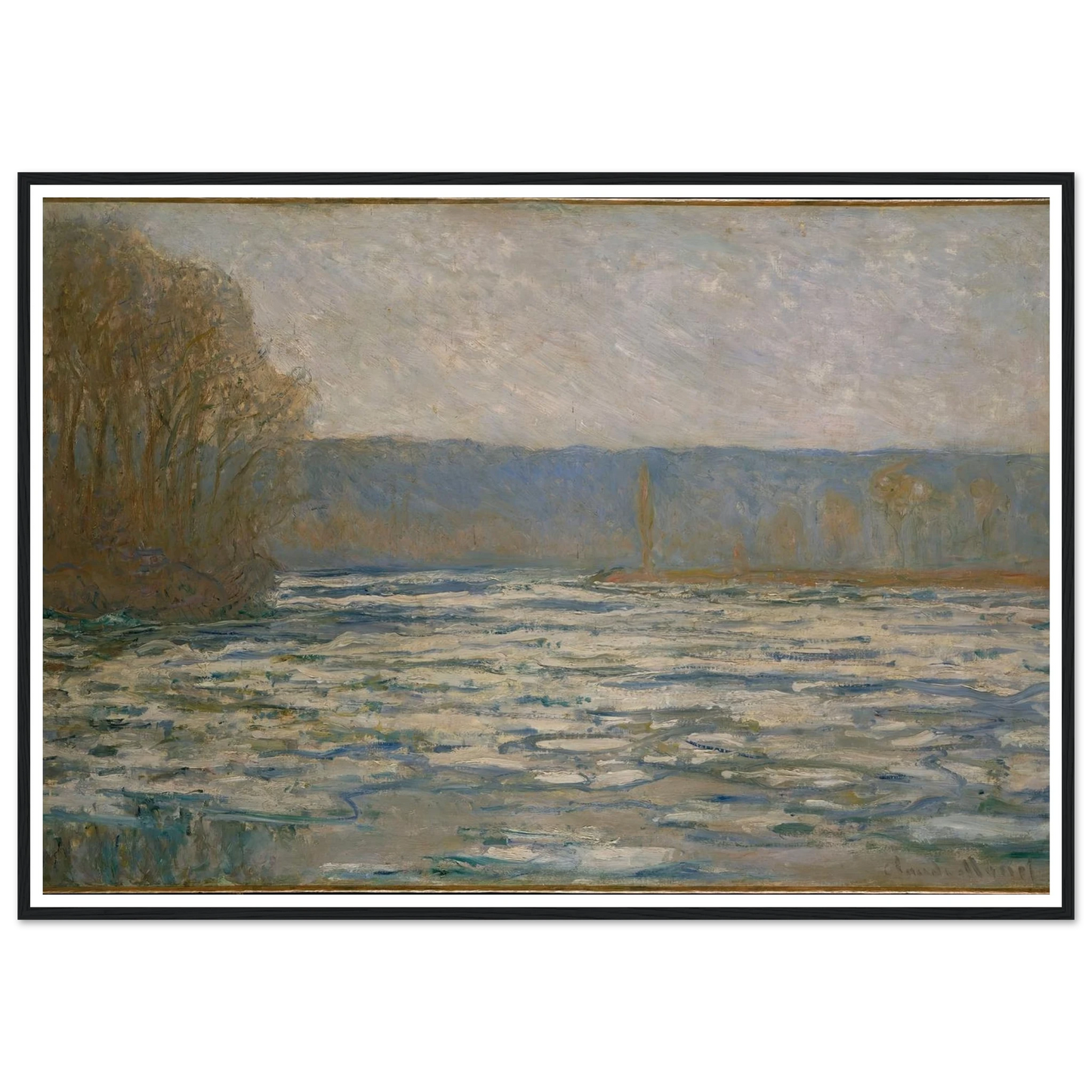 Ice breaking up on the Seine near Bennecourt (1893) Art Print | Claude Monet-Quipham Collections