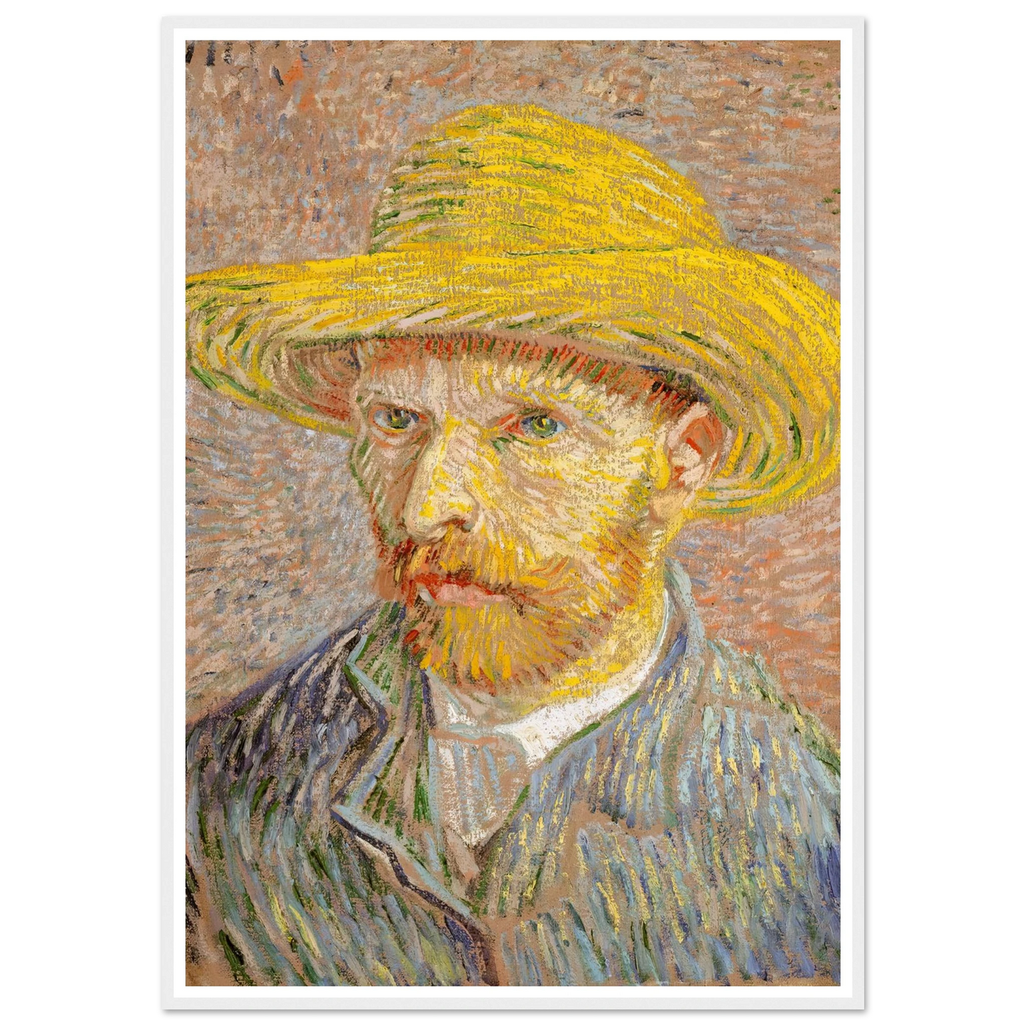 Self-Portrait with a Straw Hat (1887) Art Print | Vincent van Gogh-Quipham Collections