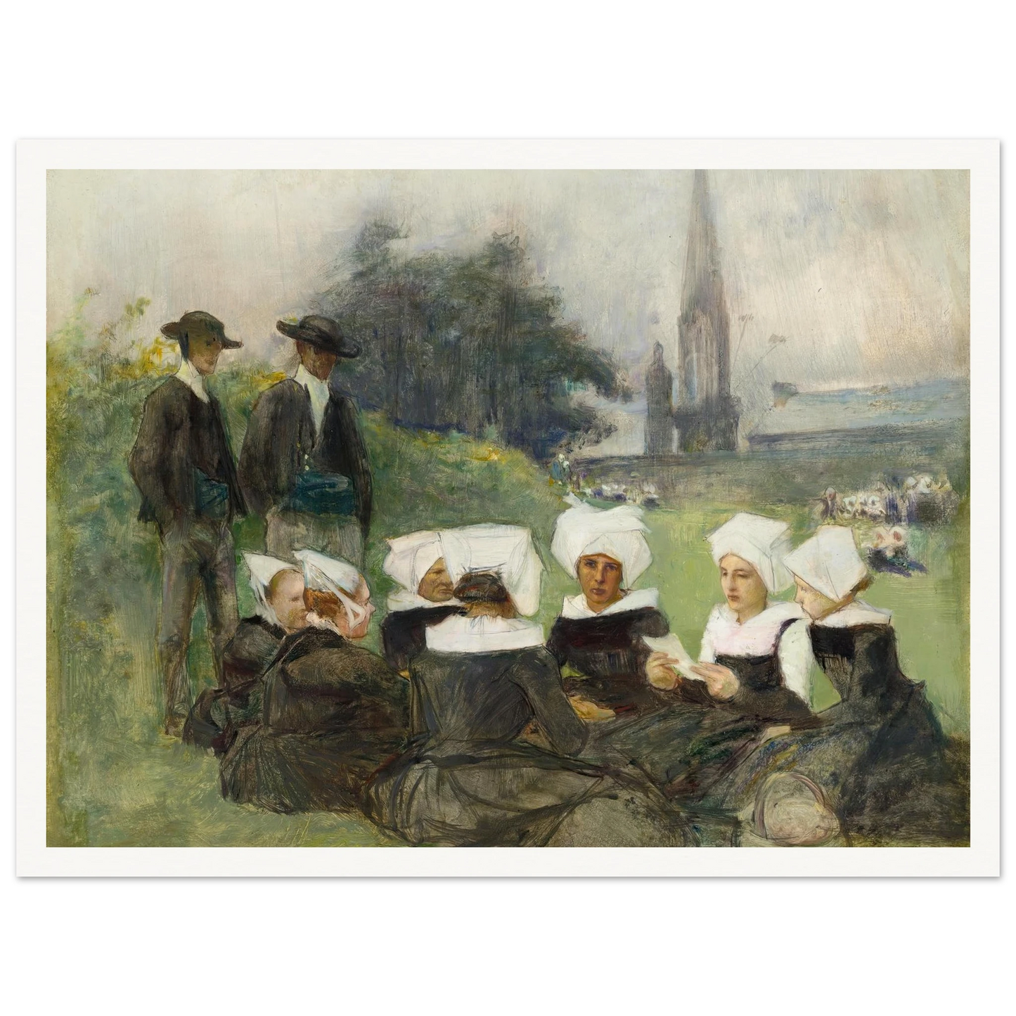 Study for Breton Women at a Pardon (c. 1887) Art Print | Pascal Adolphe Jean Dagnan Bouveret-Quipham Collections