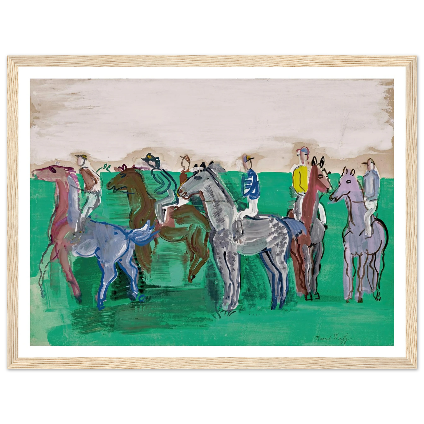 Jockeys et chevaux avant le départ (circa 1930) Art Print | Raoul Dufy-Quipham Collections