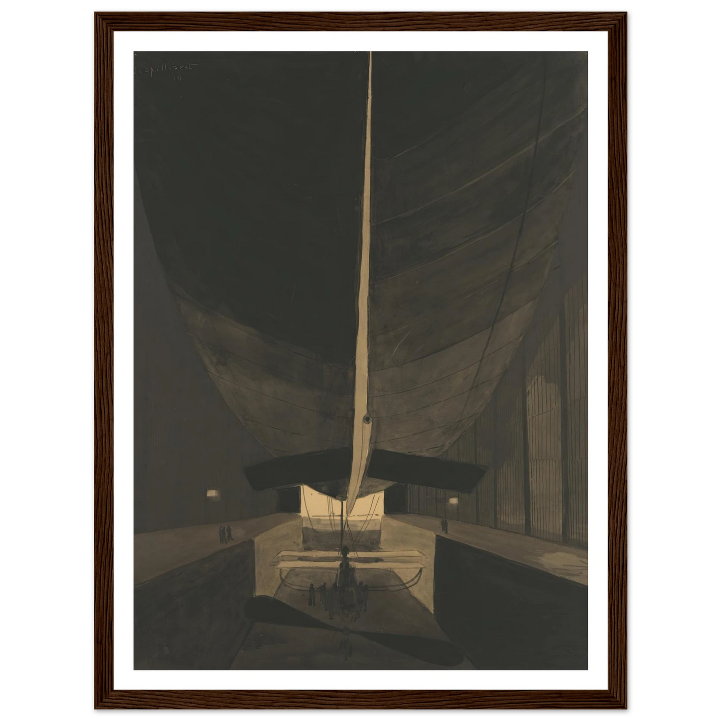 Het luchtschip Belgique II in zijn loods (1910) Art Print | Leon Spilliaert-Quipham Collections
