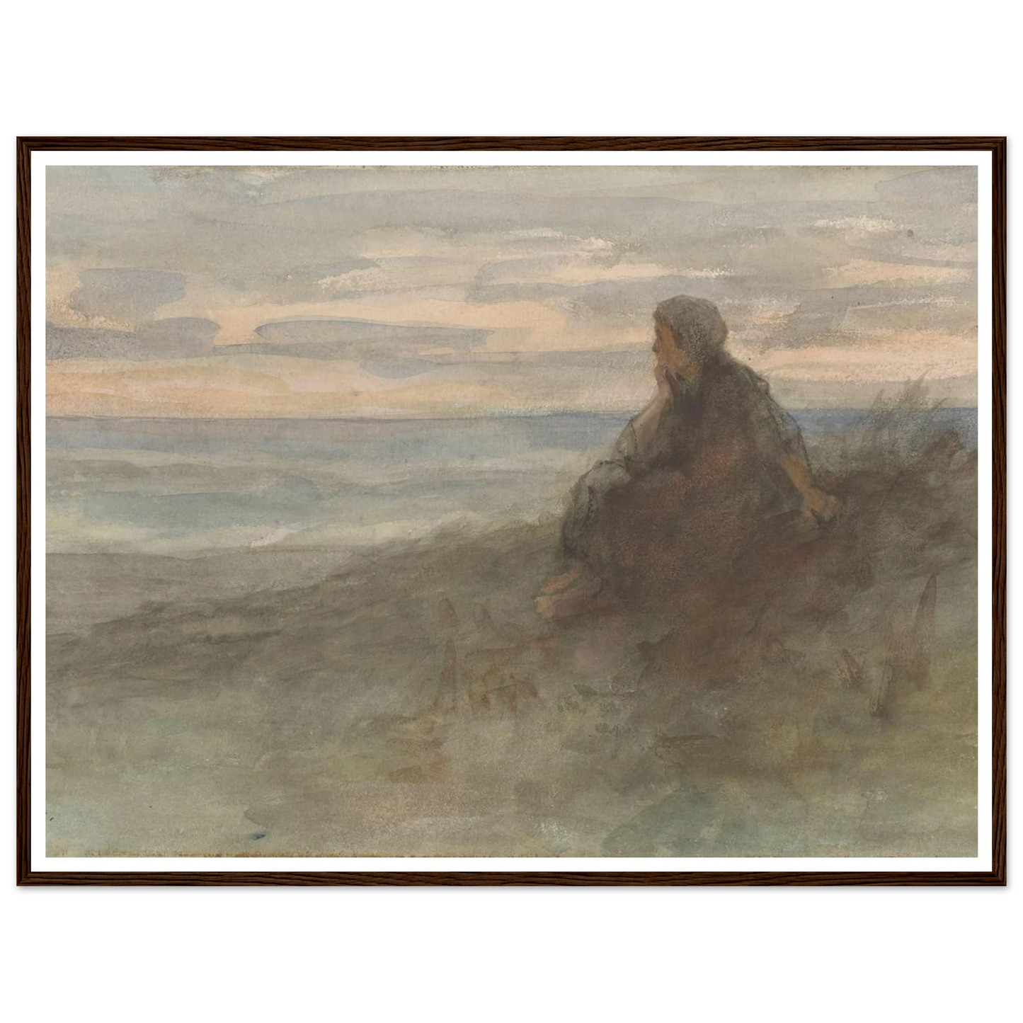 Zittende vrouw op een duin bij zee (c. 1834 - c. 1911) Art Print | Jozef Israels-Quipham Collections