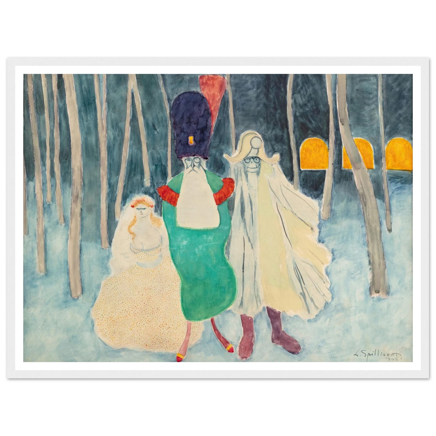 Mascarade. Léopold II, Napoléon et la bouquetière (1906) Art Print | Leon Spilliaert-Quipham Collections
